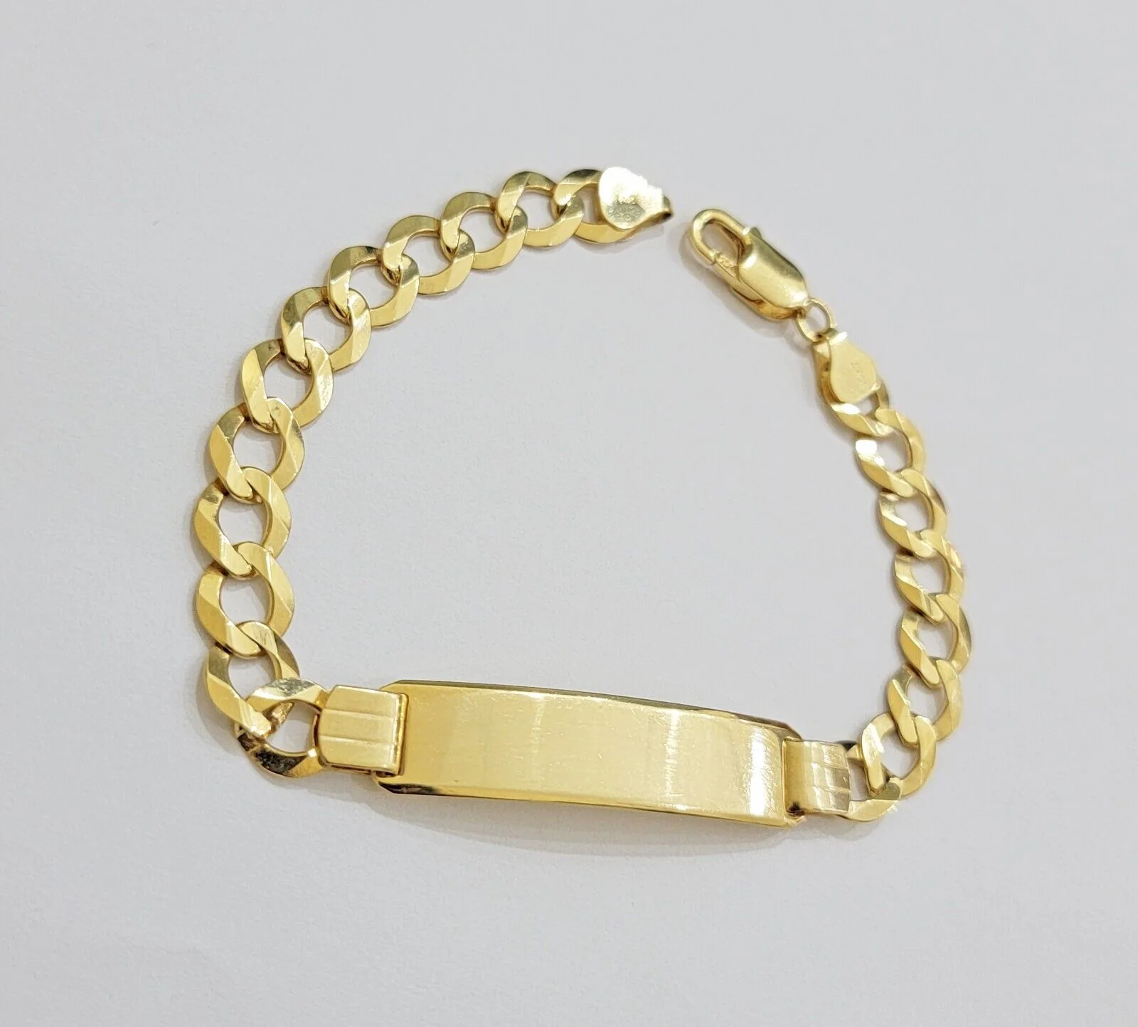 10k Gold Bracelet Id Name Plate Solid Yellow Gold 8Inch 8mm Cuban Curb Link REAL - Image 5
