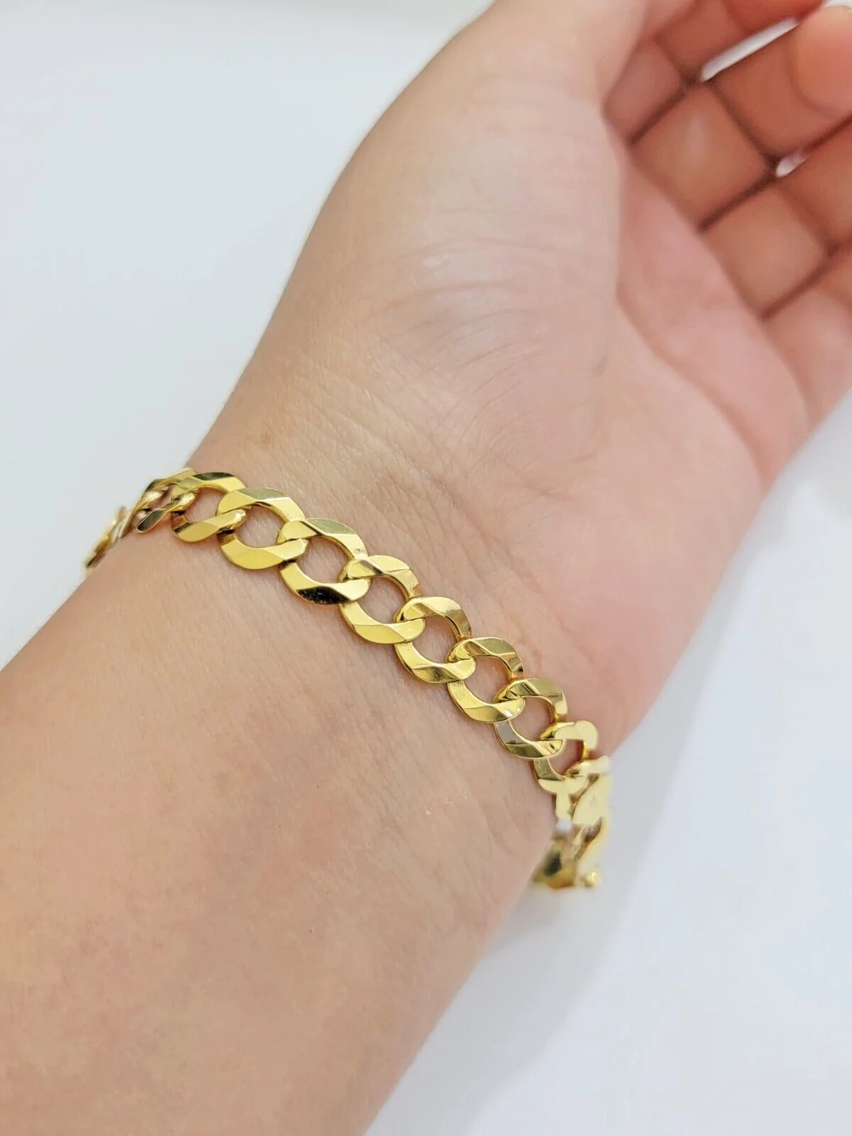 10k Gold Bracelet Id Name Plate Solid Yellow Gold 8Inch 8mm Cuban Curb Link REAL - Image 6