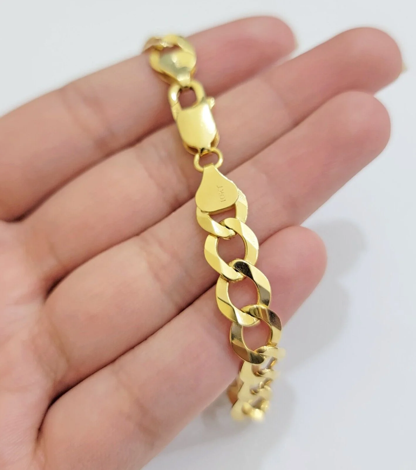 10k Gold Bracelet Id Name Plate Solid Yellow Gold 8Inch 8mm Cuban Curb Link REAL - Image 8
