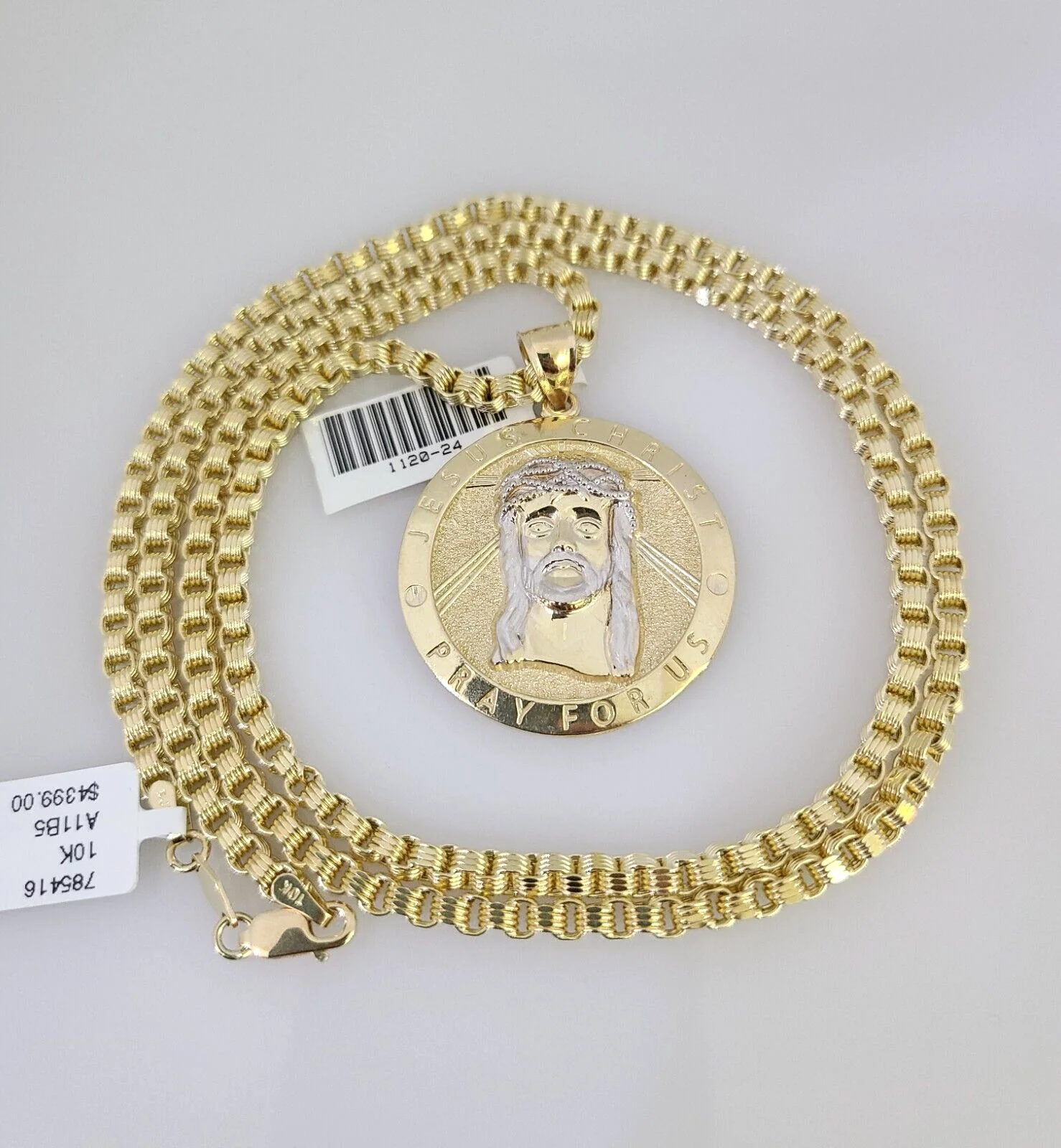 10k Gold Byzantine Chain Jesus Christ Pendant SET REAL 10kt 3mm 18"-28" 10Kt - Image 3