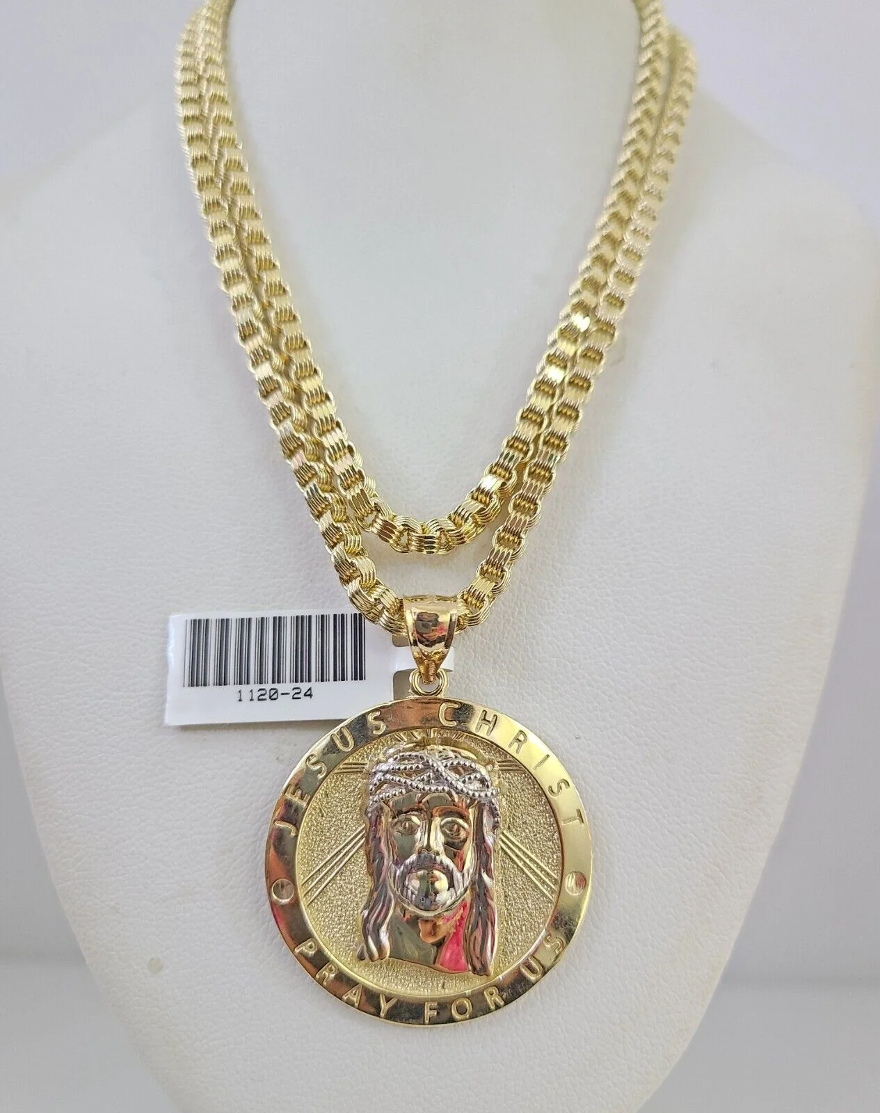 10k Gold Byzantine Chain Jesus Christ Pendant SET REAL 10kt 3mm 18"-28" 10Kt - Image 8