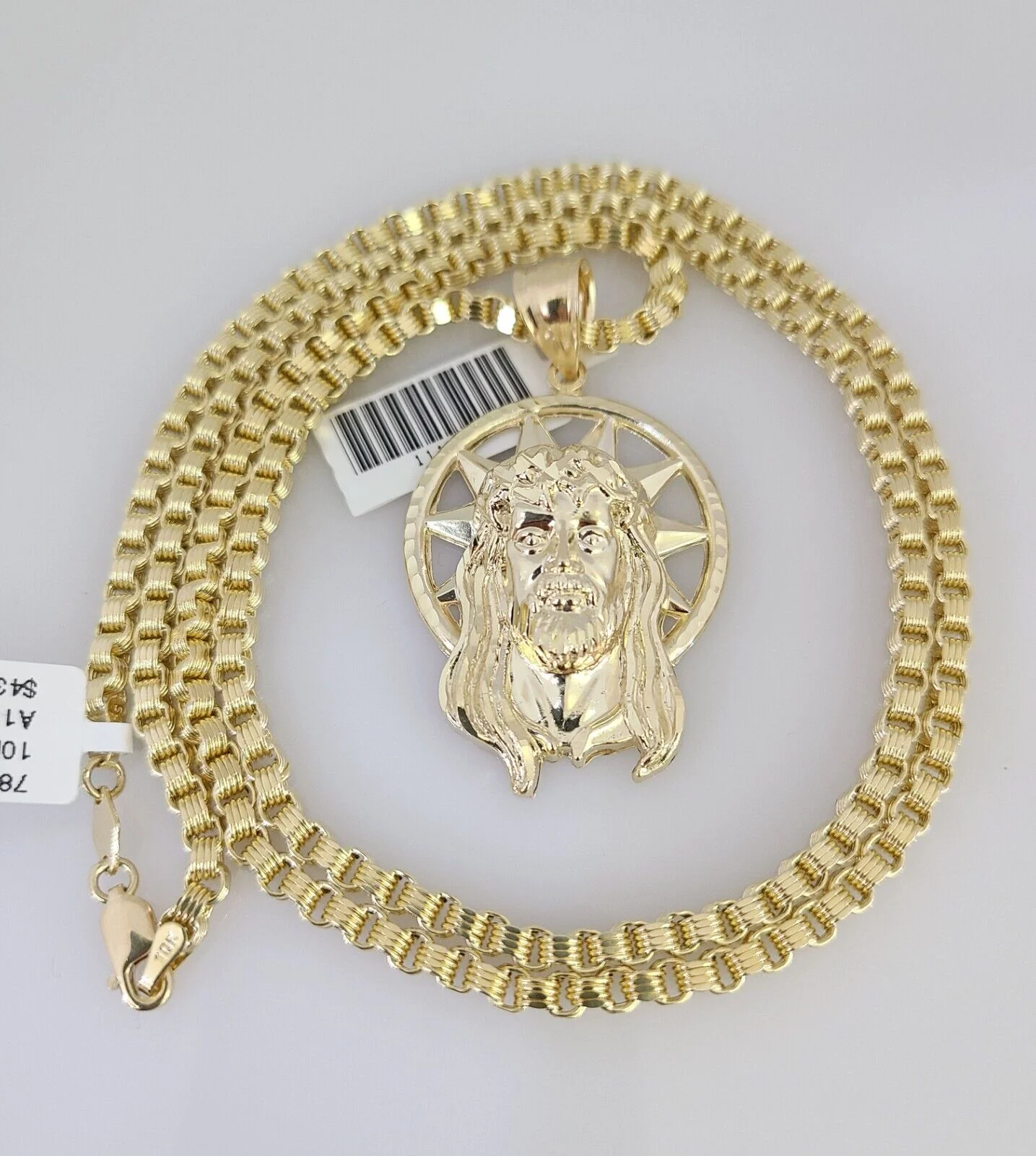 10k Gold Byzantine Chain Jesus Head Pendant SET REAL 10kt 3mm 18"-28" 10Kt - Image 4