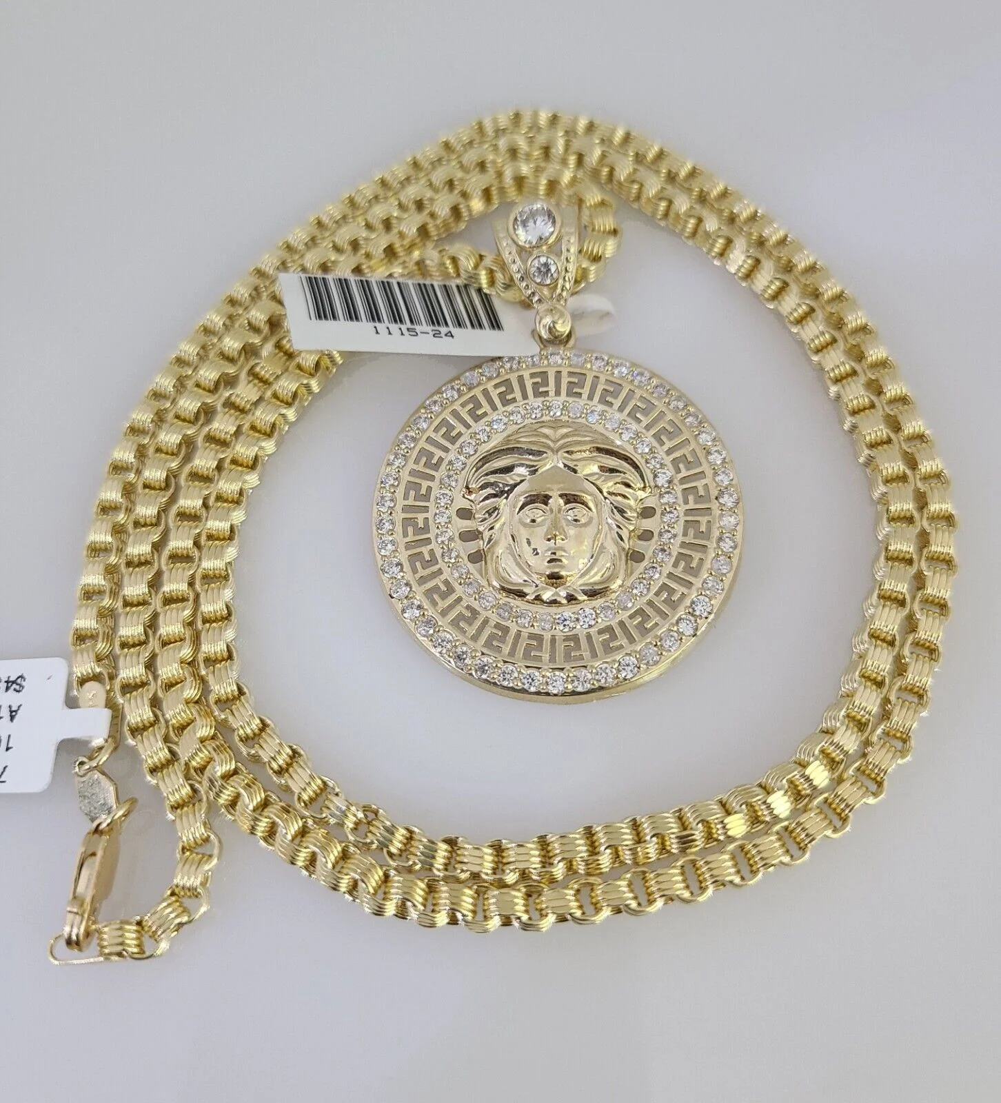 10k Gold Byzantine Chain Medusa Head Pendant SET REAL 10kt 3mm 18"-28" 10Kt - Image 5