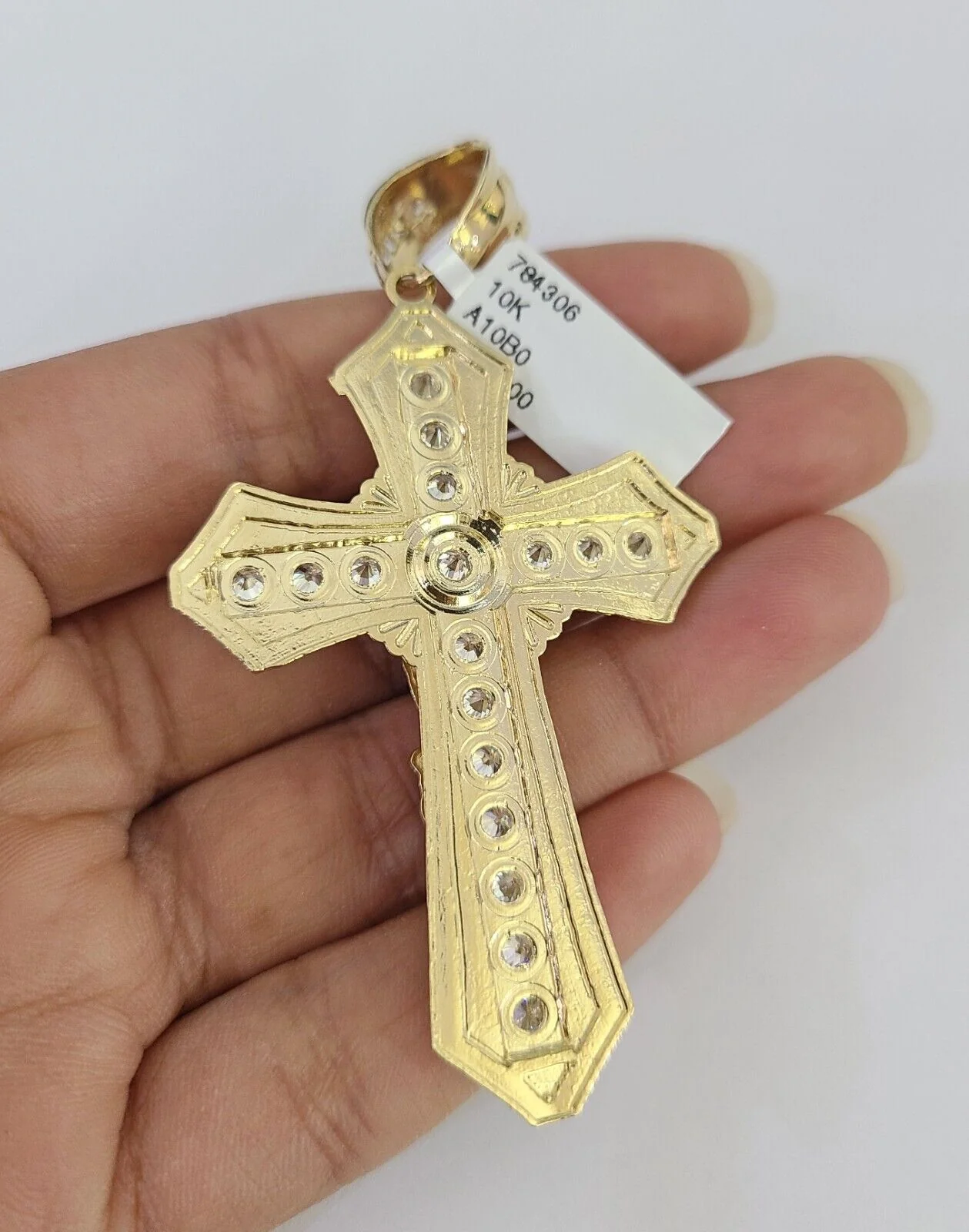 10k Gold Byzantine Chain Necklace Jesus Cross Pendant Charm SET 20"-30" 7.5mm - Image 7
