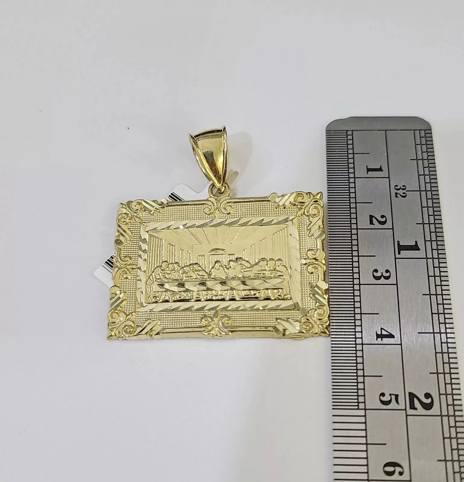 10k Gold Byzantine Chain Necklace Last supper charm Pendant SET REAL 10kt Men's - Image 5