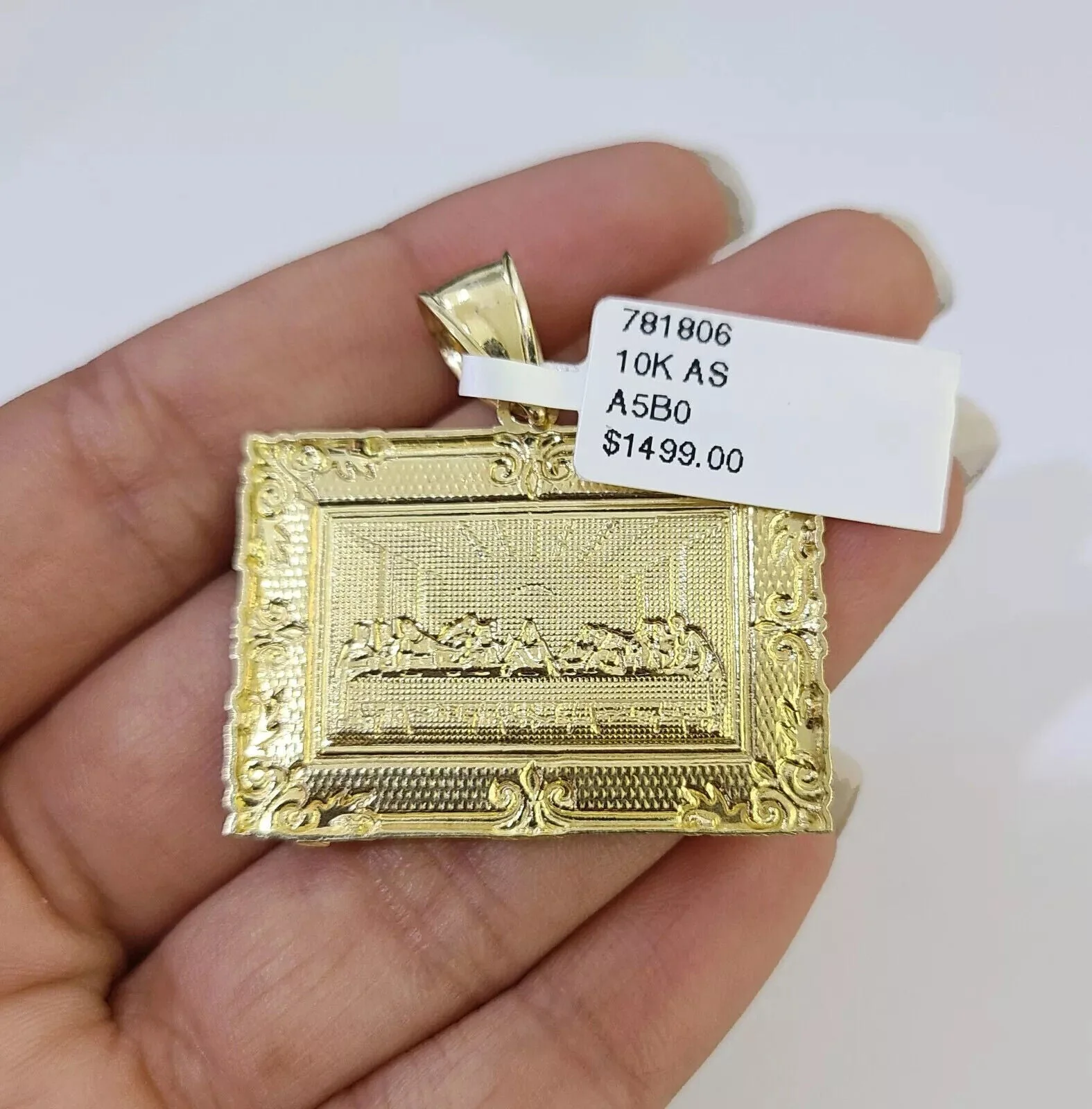 10k Gold Byzantine Chain Necklace Last supper charm Pendant SET REAL 10kt Men's - Image 6
