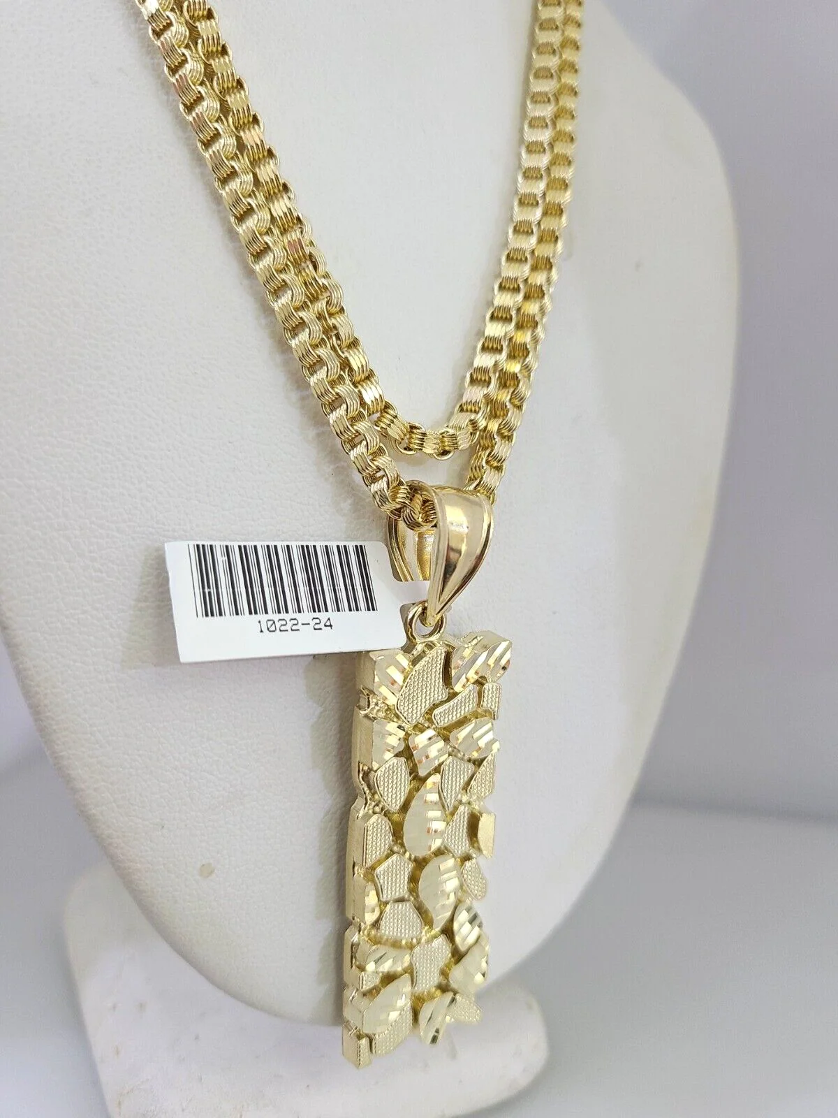10k Gold Byzantine Chain Nugget Charm Pendant SET REAL 10kt 3mm 18"-28" 10Kt - Image 5