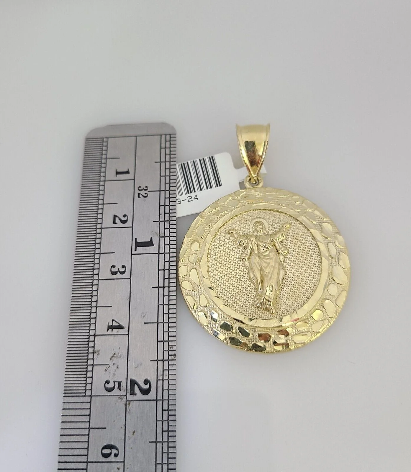 10k Gold Byzantine Chain Nugget Jesus Pendant SET REAL 10kt 3mm 18"-28" 10Kt - Image 3