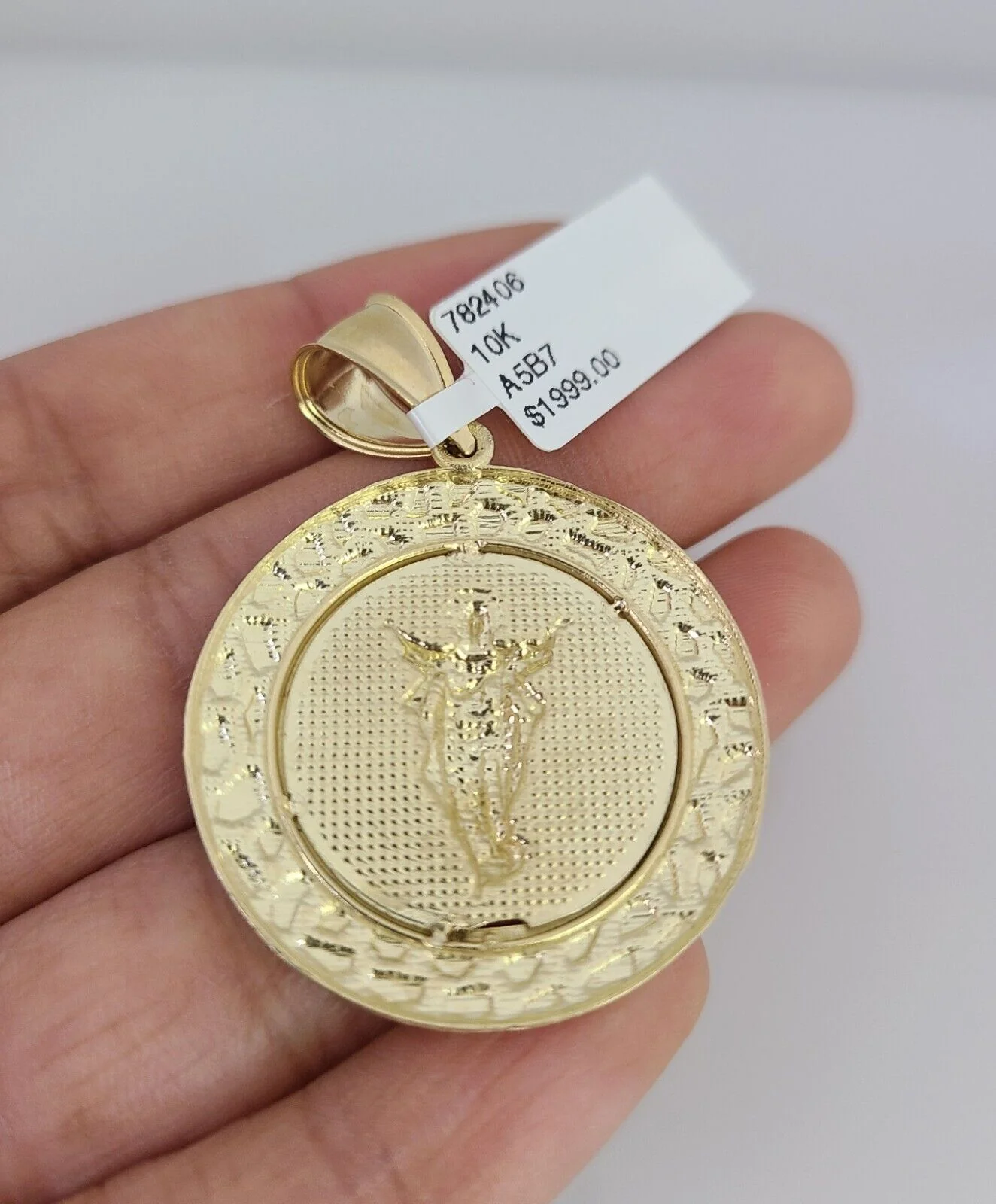 10k Gold Byzantine Chain Nugget Jesus Pendant SET REAL 10kt 3mm 18"-28" 10Kt - Image 7