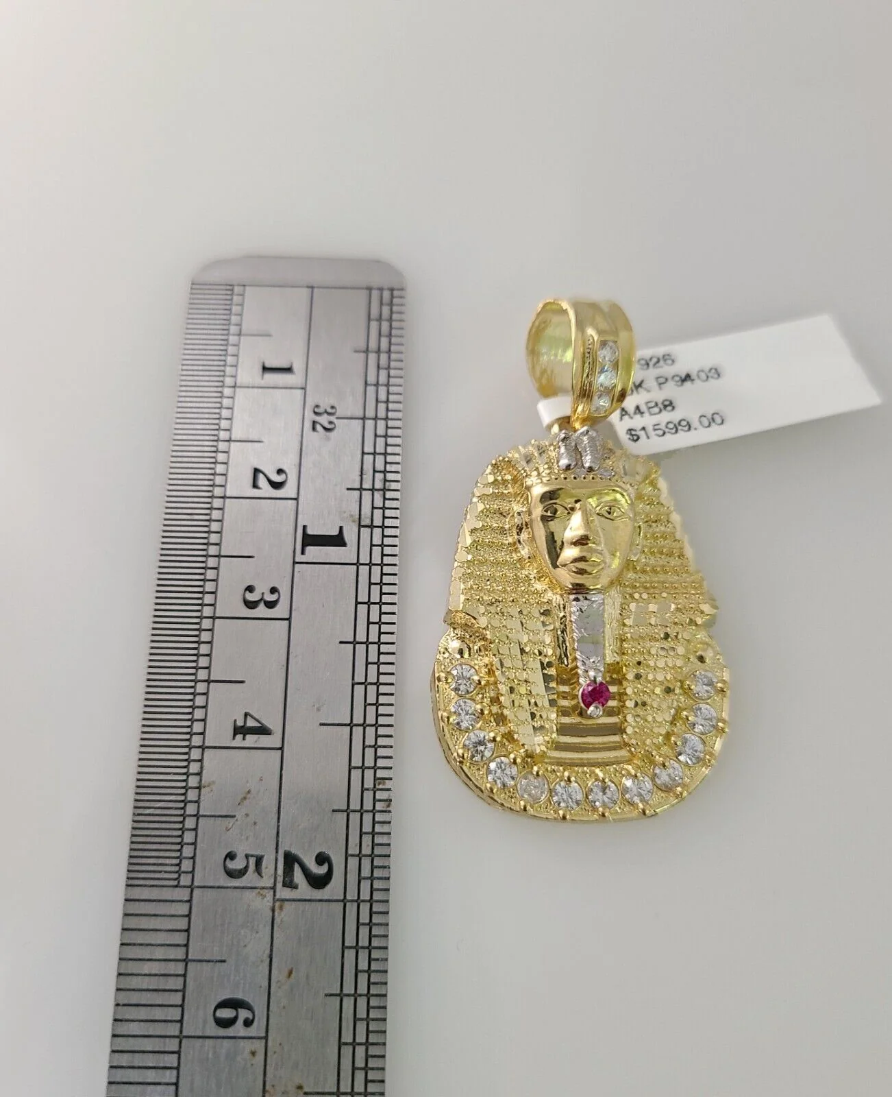 10k Gold Byzantine Chain Pharaoh Head Charm Pendant SET REAL 10kt 3mm 18"-28" - Image 6