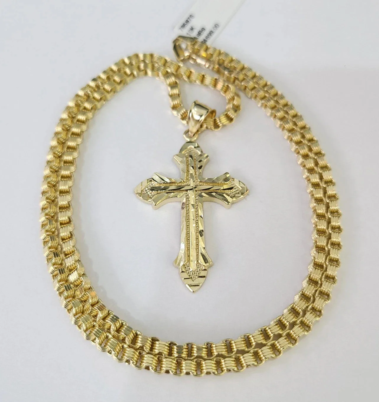 10k Gold Byzantine Necklace Cross Charm 20-30 inches 3mm Pendant SET - Image 2