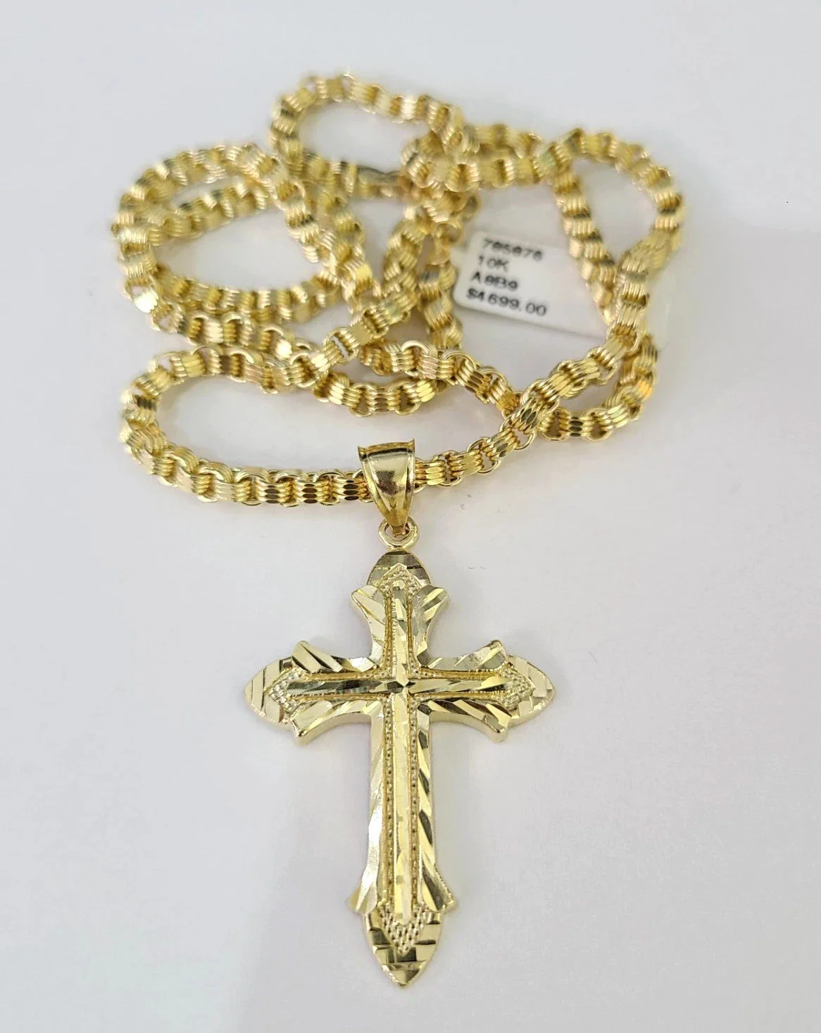 10k Gold Byzantine Necklace Cross Charm 20-30 inches 3mm Pendant SET - Image 4