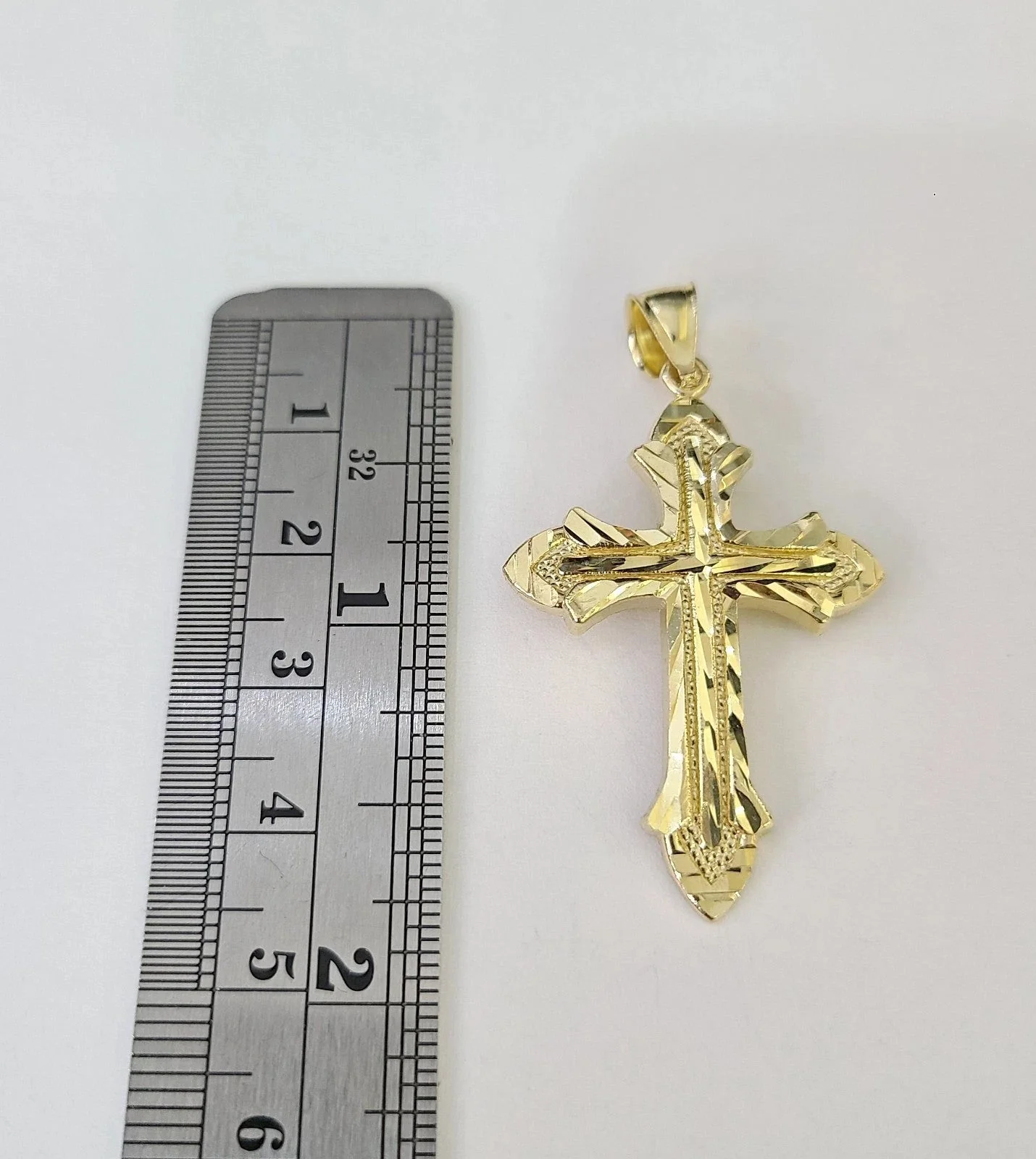 10k Gold Byzantine Necklace Cross Charm 20-30 inches 3mm Pendant SET - Image 5