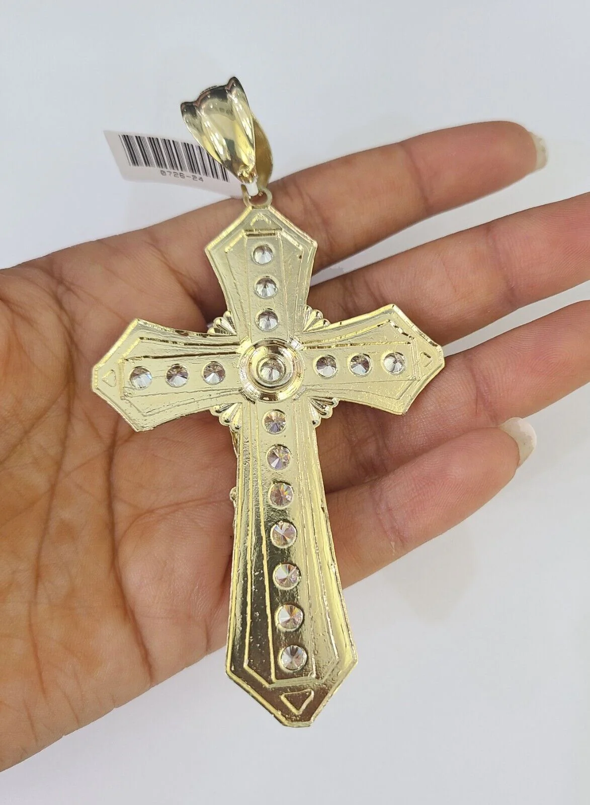 10k Gold Byzantine Necklace Jesus Cross Charm 20-30 inches 9mm REAL SET Chain - Image 7
