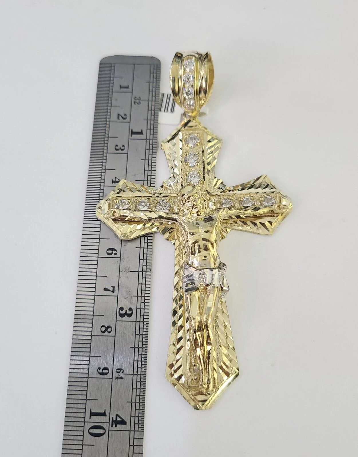 10k Gold Byzantine Necklace Jesus Cross Charm Pendant 20"-30" 8mm REAL SET Chain - Image 2