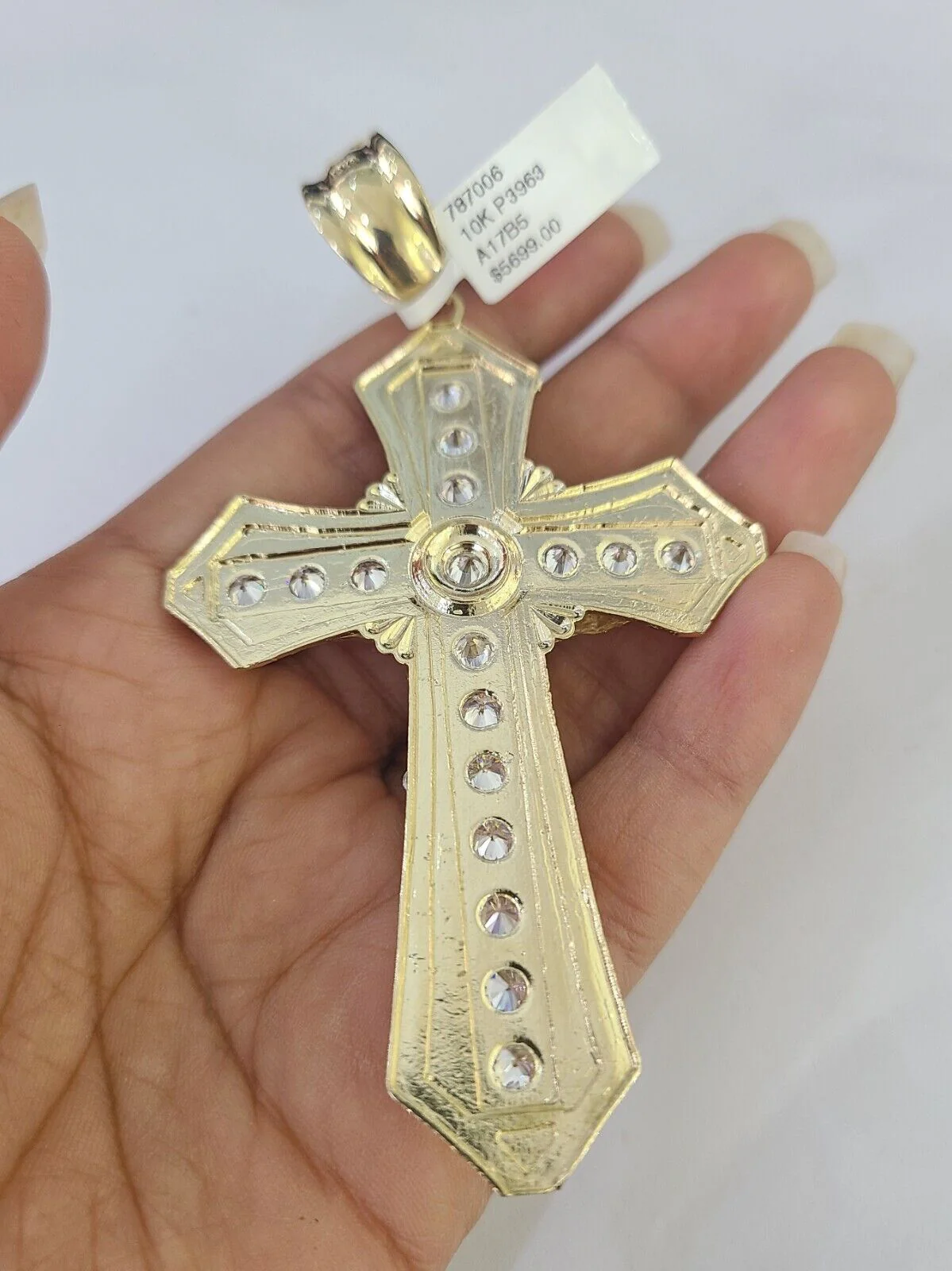 10k Gold Byzantine Necklace Jesus Cross Charm Pendant 20"-30" 8mm REAL SET Chain - Image 7