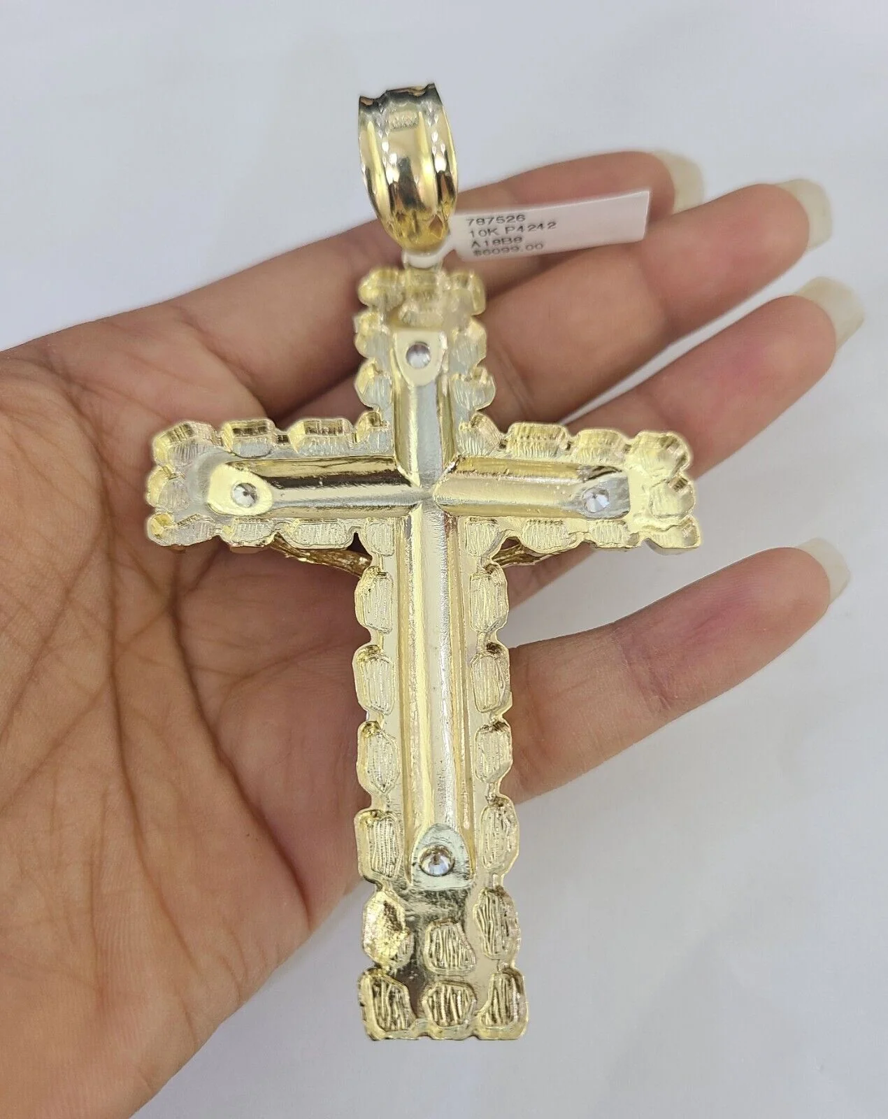 10k Gold Byzantine Necklace Jesus Cross Charm Pendant 20"-30" 8mm REAL SET Chain - Image 6