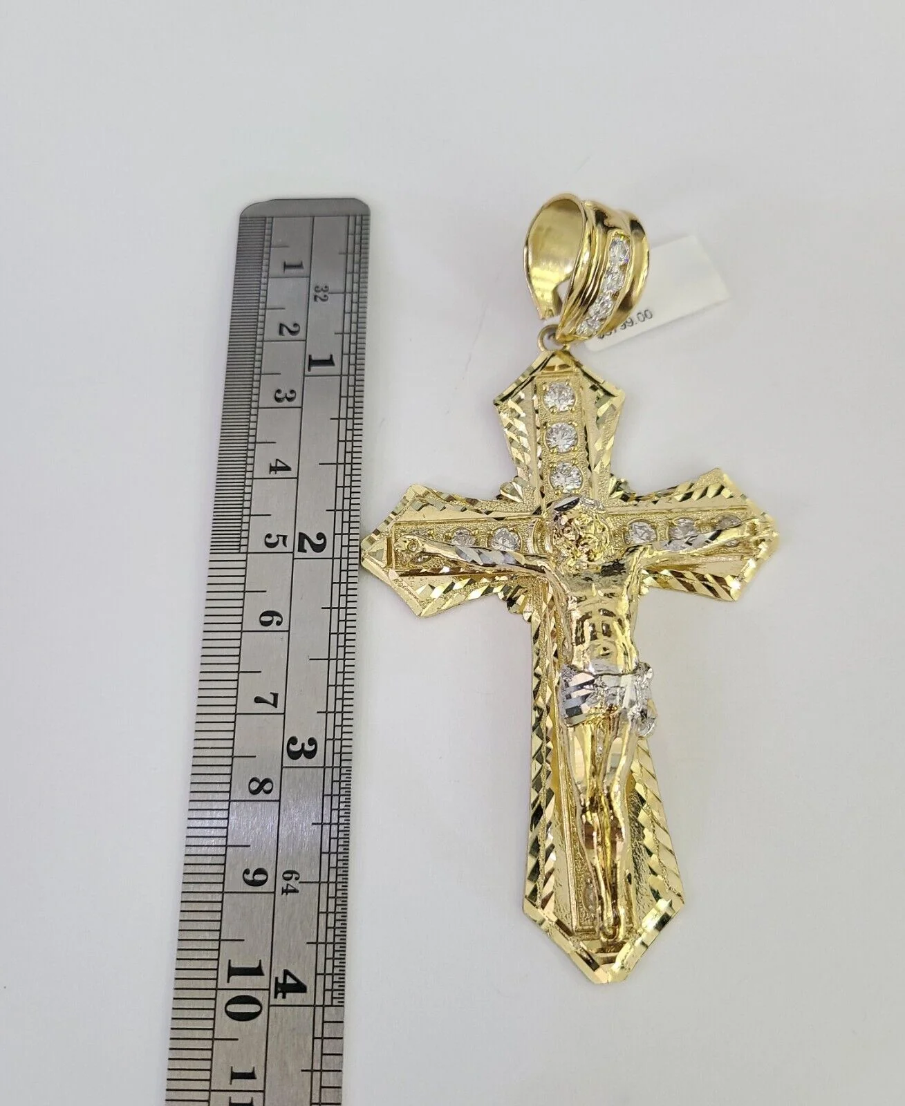 10k Gold Byzantine Necklace Jesus Cross Charm SET Chain 20"-30" 7.5mm Pendant - Image 4