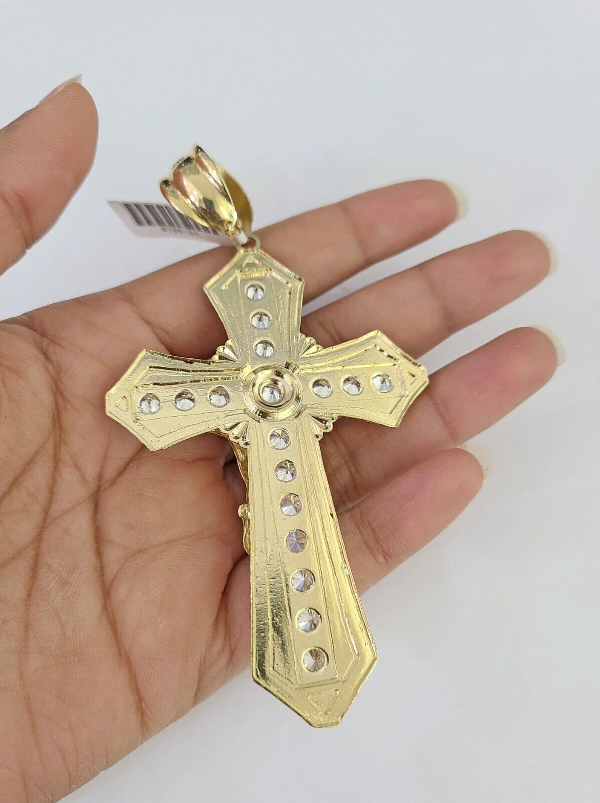 10k Gold Byzantine Necklace Jesus Cross Charm SET Chain 20"-30" 7.5mm Pendant - Image 6