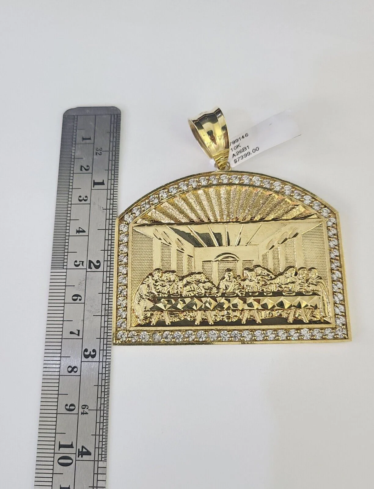 10k Gold Byzantine Necklace Last Supper Charm 20-30 inches 9mm REAL SET Chain - Image 3