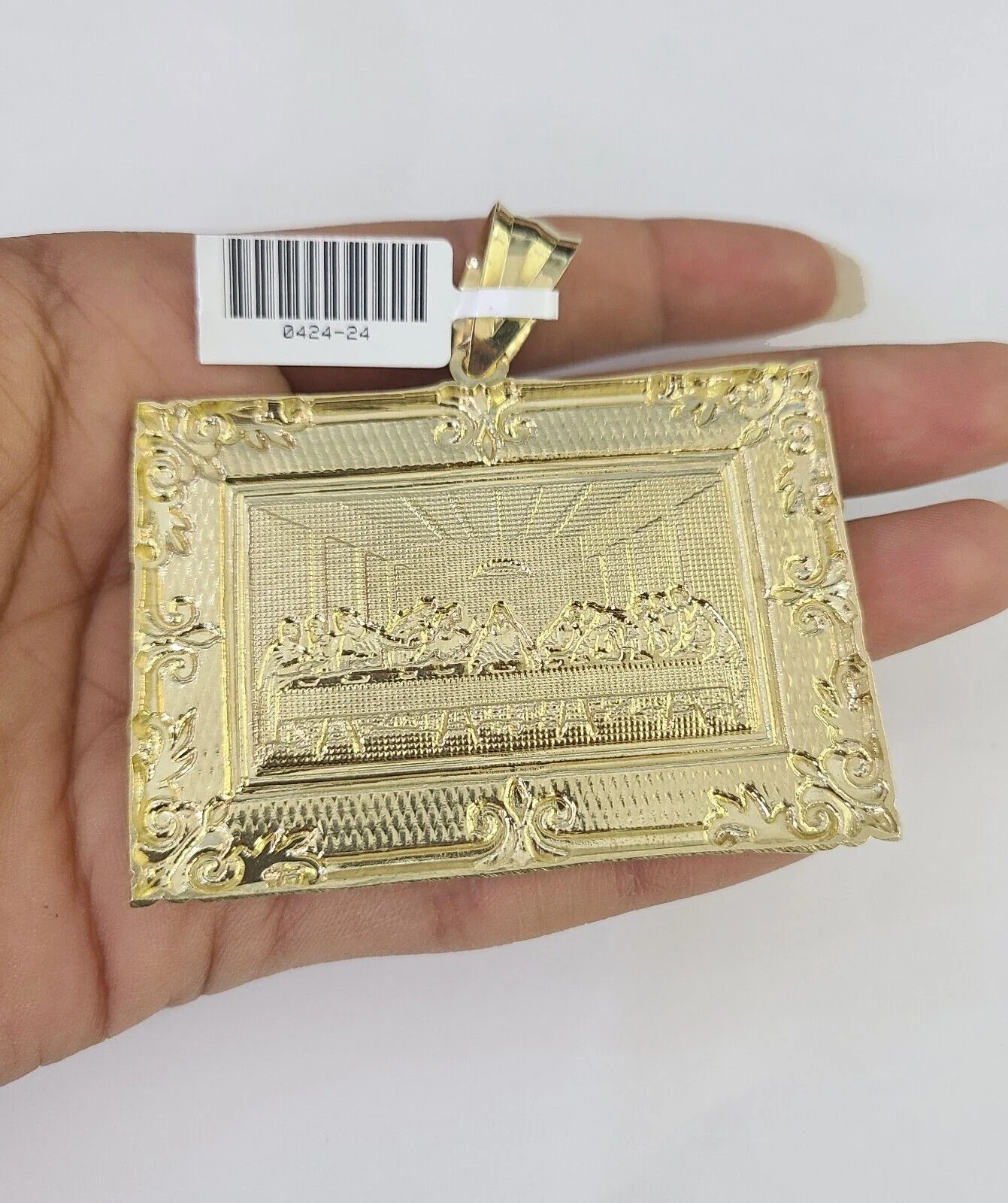 10k Gold Byzantine Necklace Last Supper Charm Pendant 20"-30" 8mm REAL SET Chain - Image 6