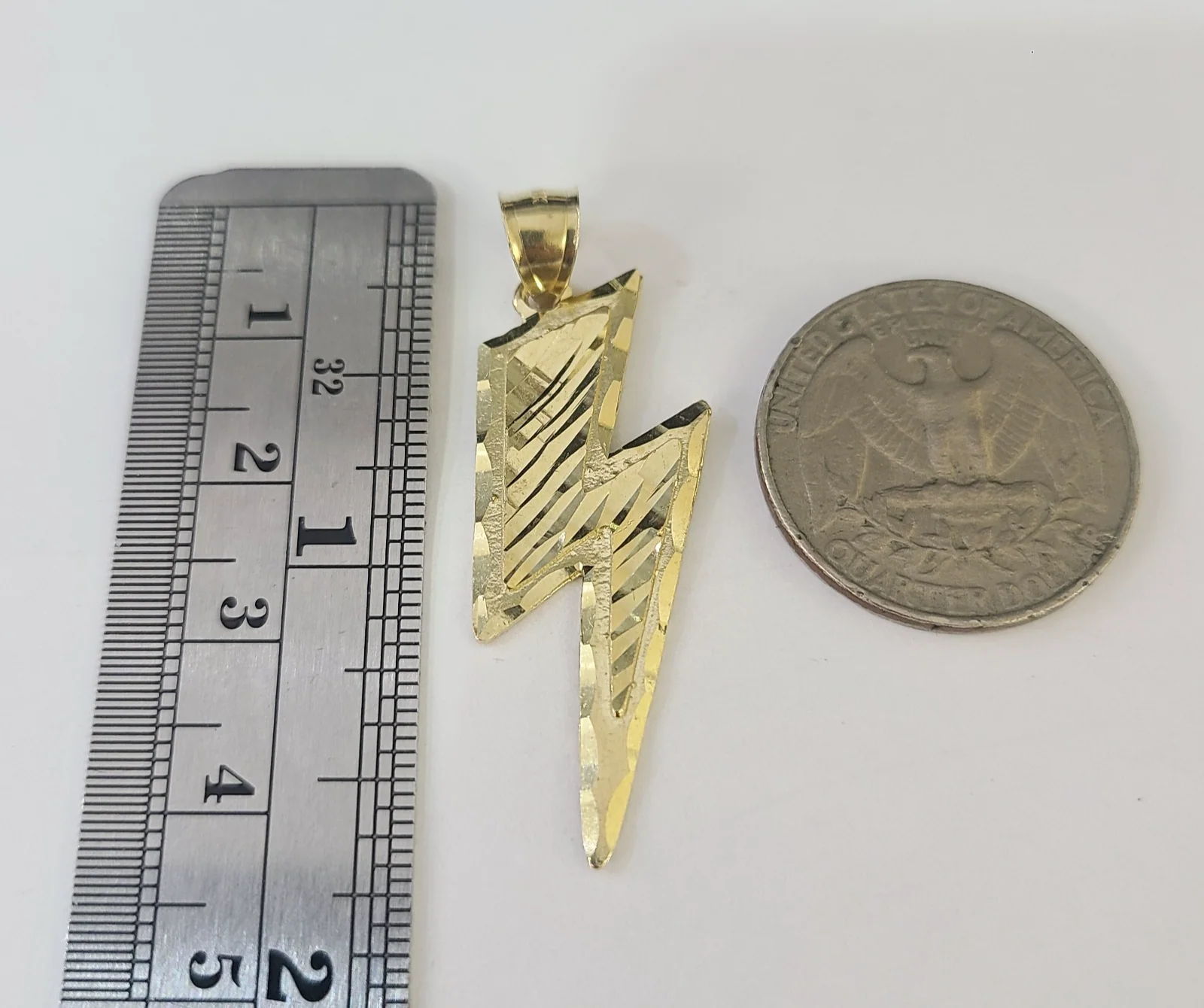 10k Gold Byzantine Necklace Lightning Bolt Pendant Charm SET Chain 20"-30" 4mm - Image 5