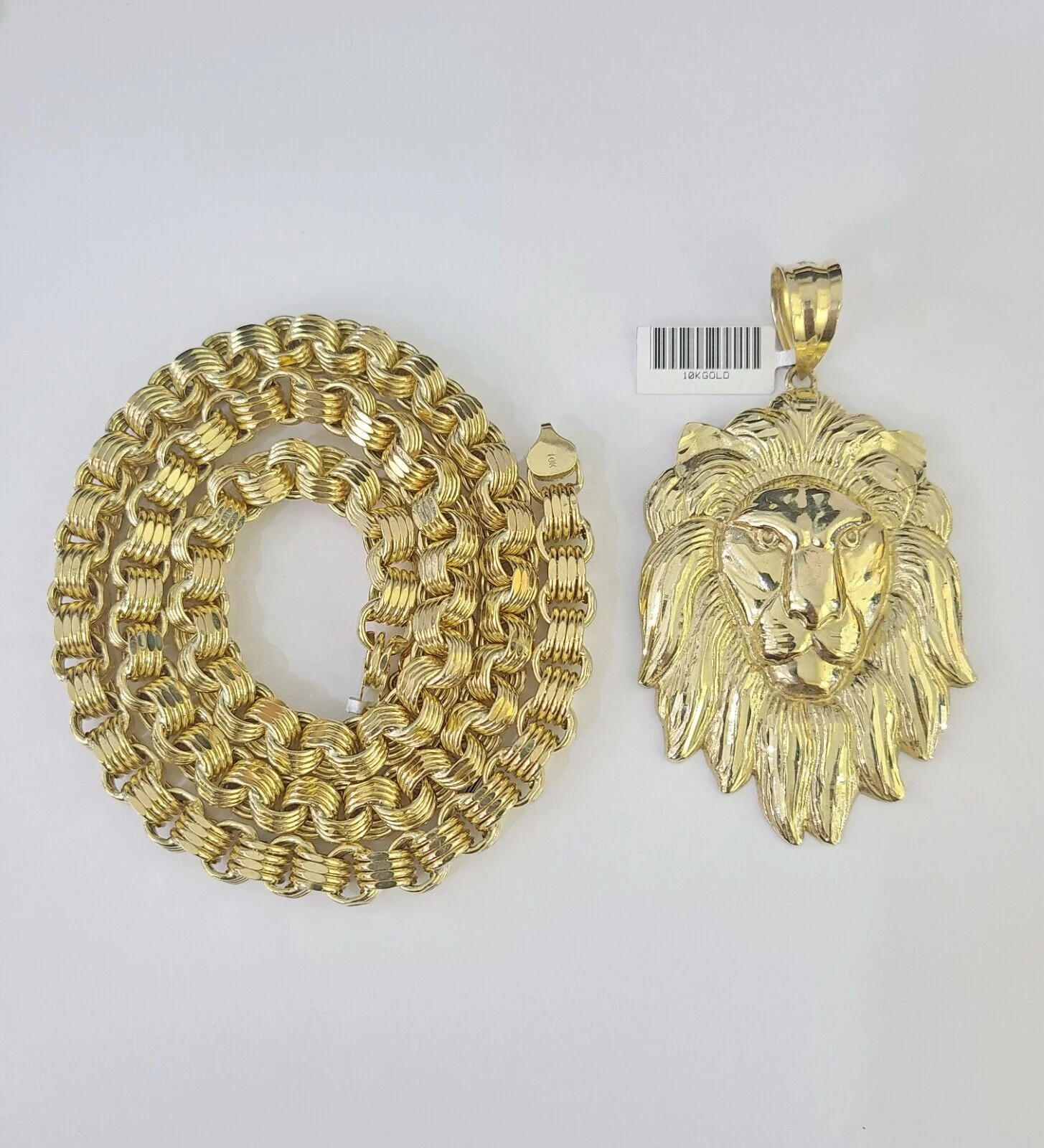 10k Gold Byzantine Necklace Lion Charm 20-30 inches 9mm REAL Yellow SET Chain - Image 5