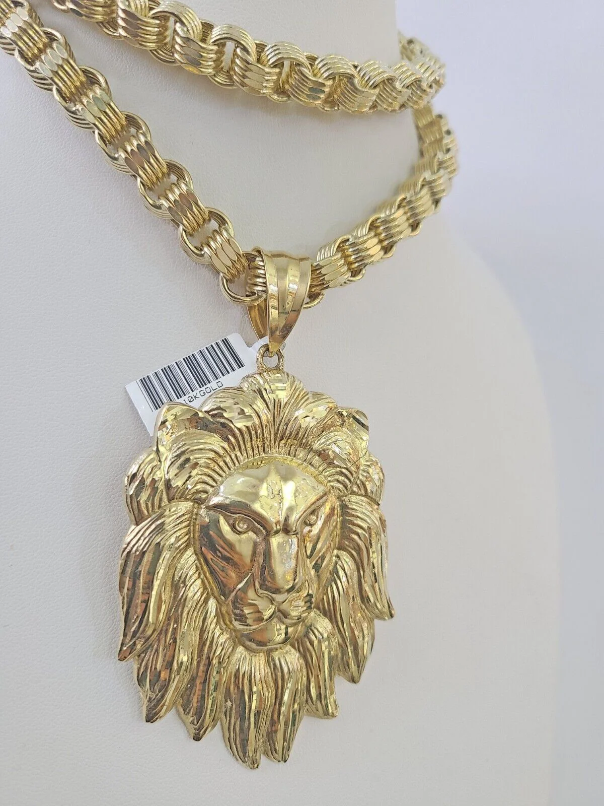 10k Gold Byzantine Necklace Lion Charm 20-30 inches 9mm REAL Yellow SET Chain - Image 6