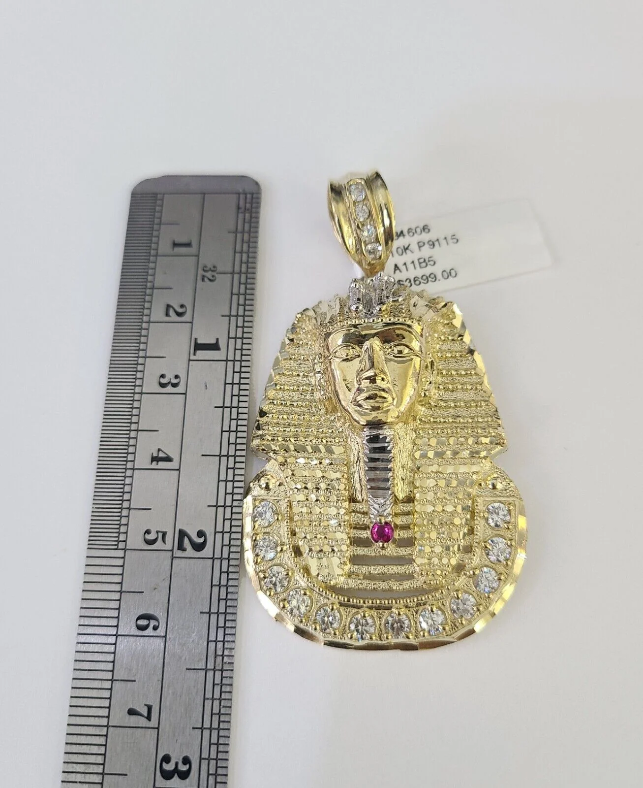 10k Gold Byzantine Necklace Pharaoh Charm 20-30 inch 6mm SET Chain Pendant - Image 3