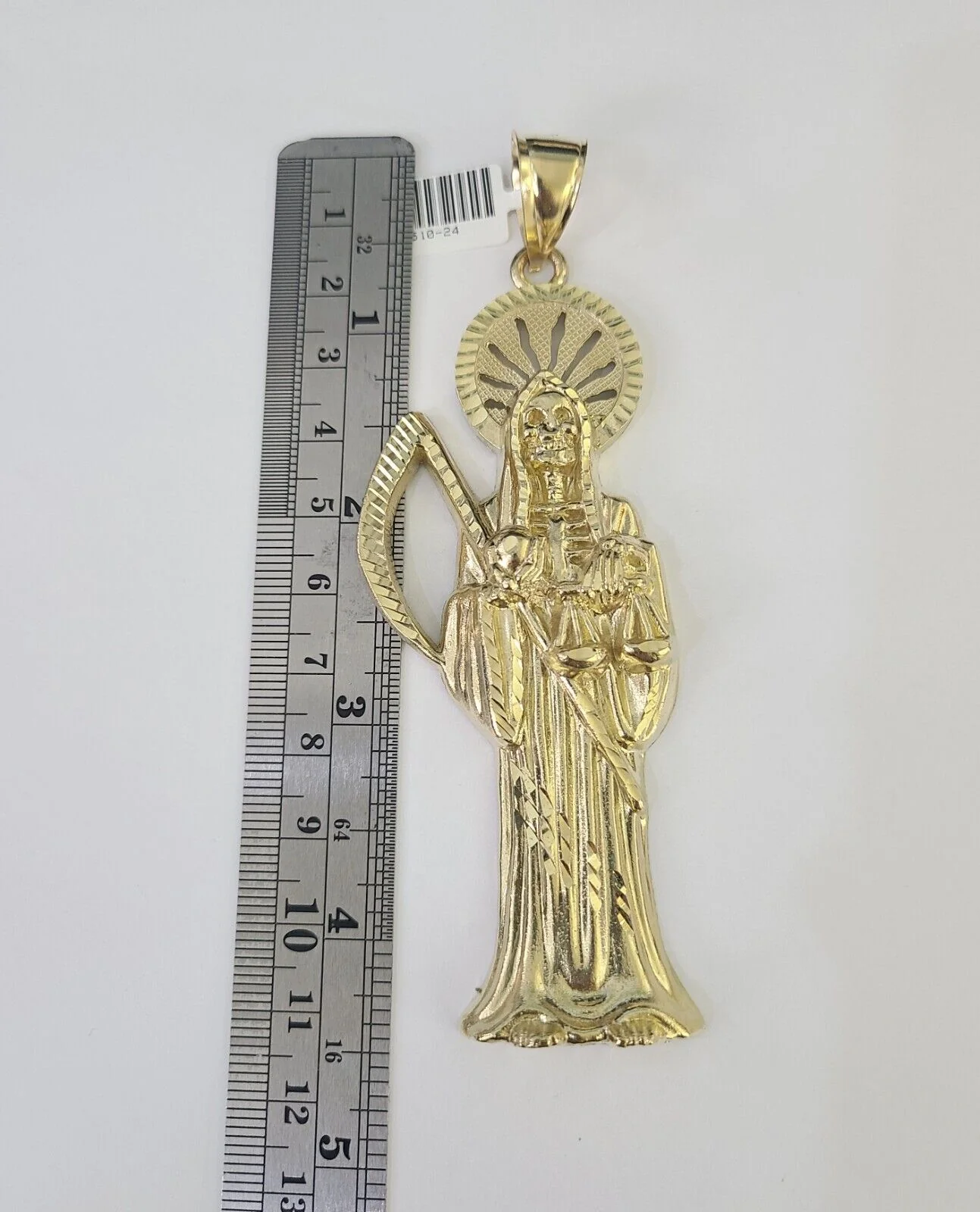 10k Gold Byzantine Necklace Reaper Charm 20-30 inches 9mm REAL SET Chain - Image 2