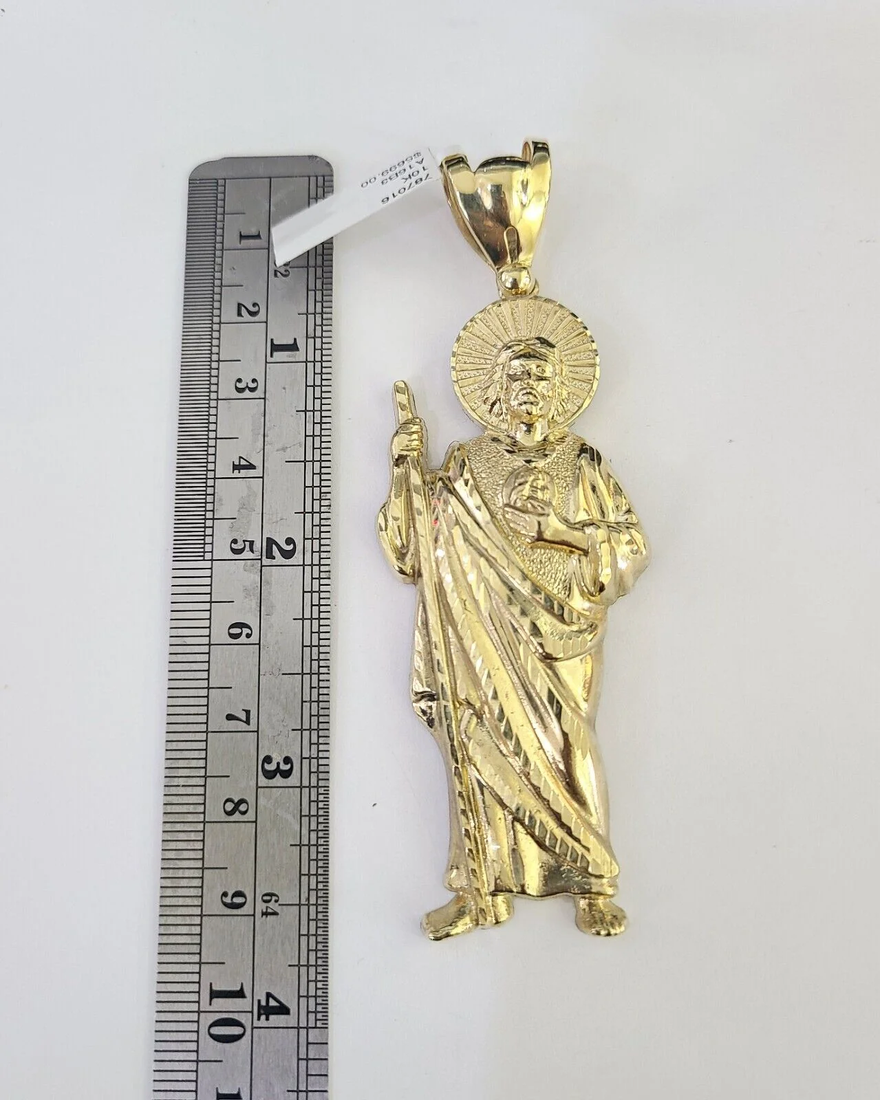10k Gold Byzantine Necklace Saint Jude Charm Pendant 20"-30" 8mm SET Chain - Image 3