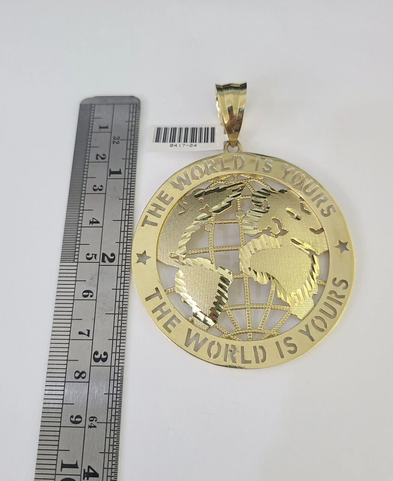 10k Gold Byzantine Necklace World is Yours Charm 20-30 inches 9mm REAL SET Chain - Image 3