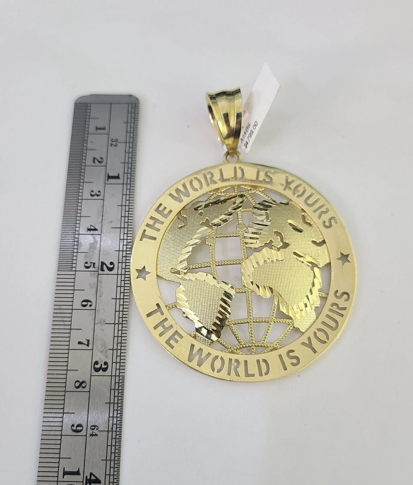 10k Gold Byzantine Necklace World is Yours Charm Pendant 20"-30" 8mm SET Chain - Image 2