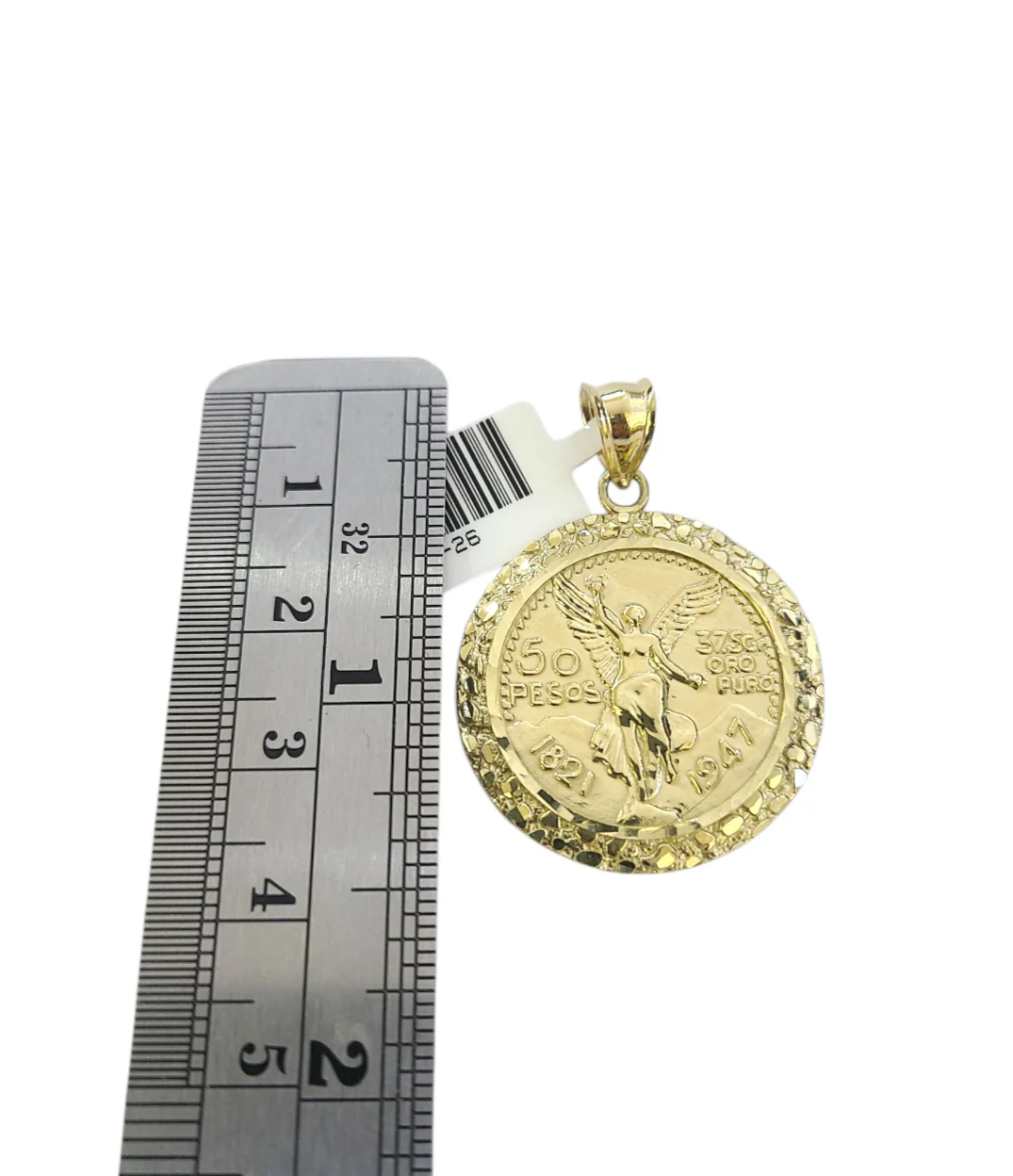 10k Gold Centenario Coin Pendant Charm Nugget Bezel 1.5 inch 50 Pesos 1947 - Image 4