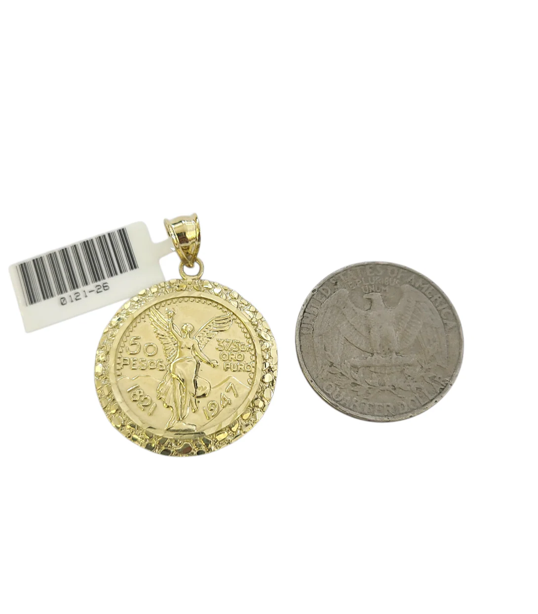 10k Gold Centenario Coin Pendant Charm Nugget Bezel 1.5 inch 50 Pesos 1947 - Image 5