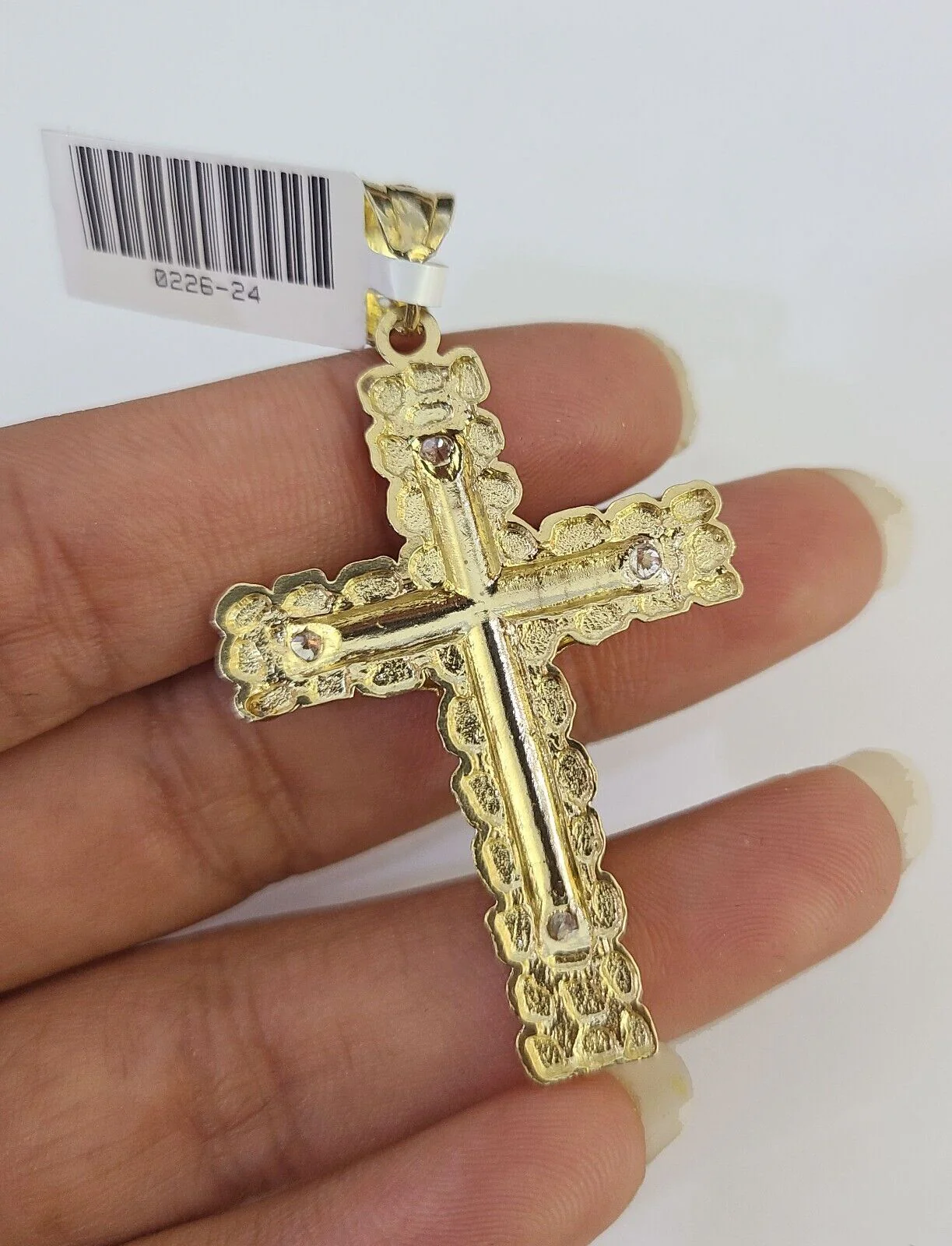 Real 10k Gold Chain Cross Charm Solid Cuban Curb Link 5mm 18"-28" Diamond Cut SET - Image 6