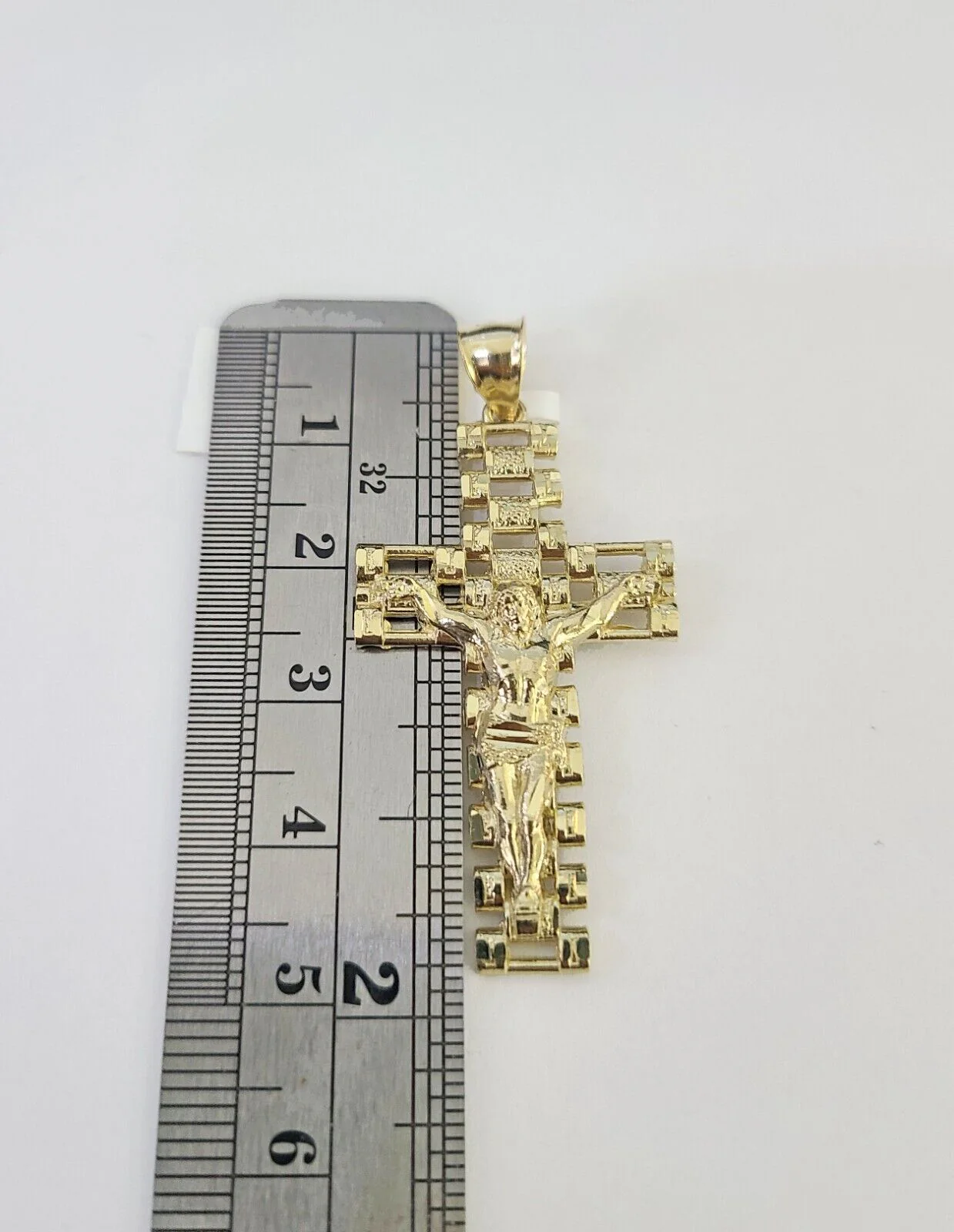 10k Gold Chain Cross Charm Solid Cuban Curb Link 5mm 18"-28" Inch DiamondCut SET - Image 6
