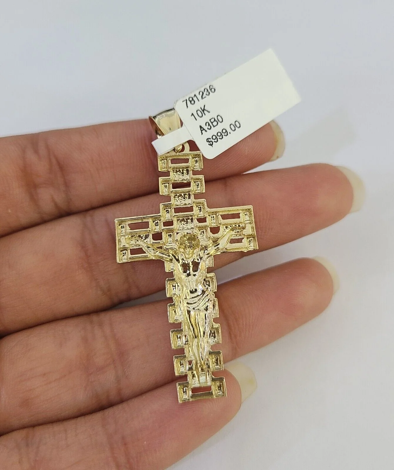 10k Gold Chain Cross Charm Solid Cuban Curb Link 5mm 18"-28" Inch DiamondCut SET - Image 7