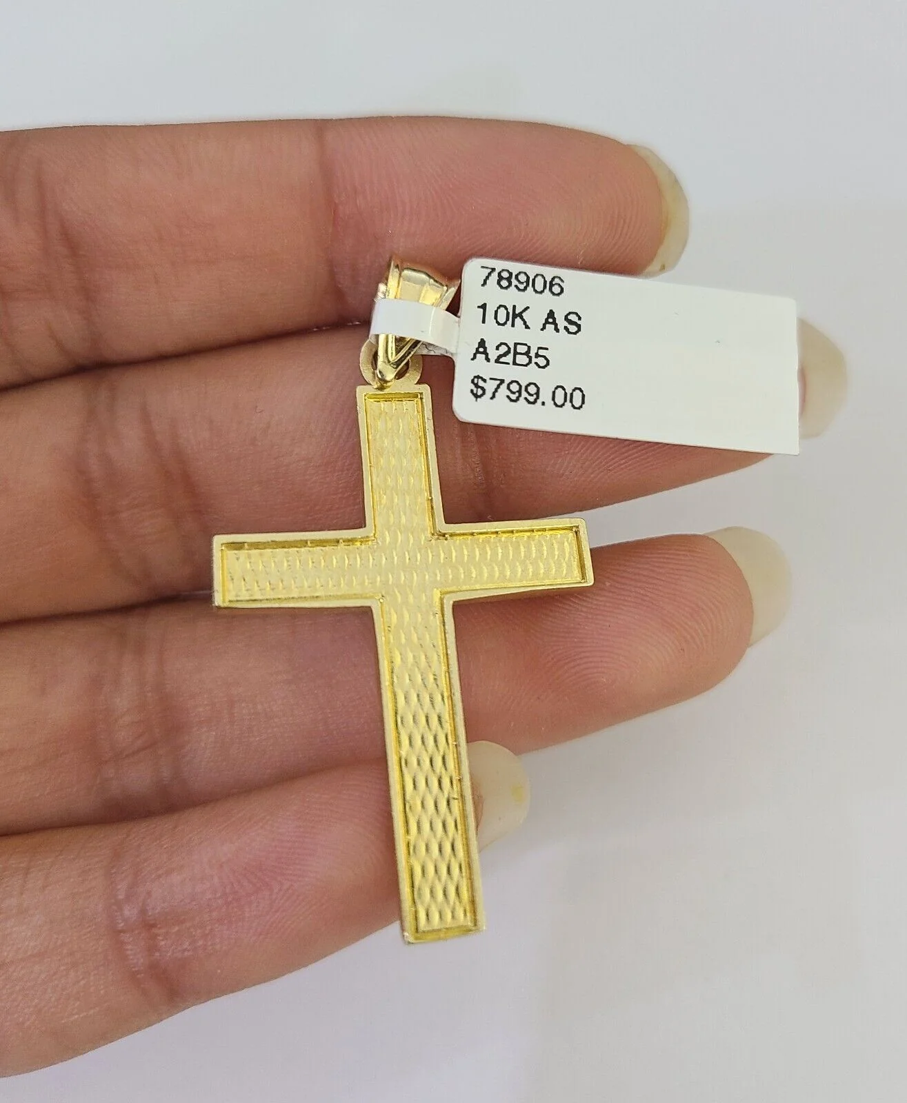 10k Gold Chain Cross Charm Solid Cuban Curb Link 5mm 18"-28" Inch DiamondCut SET - Image 7