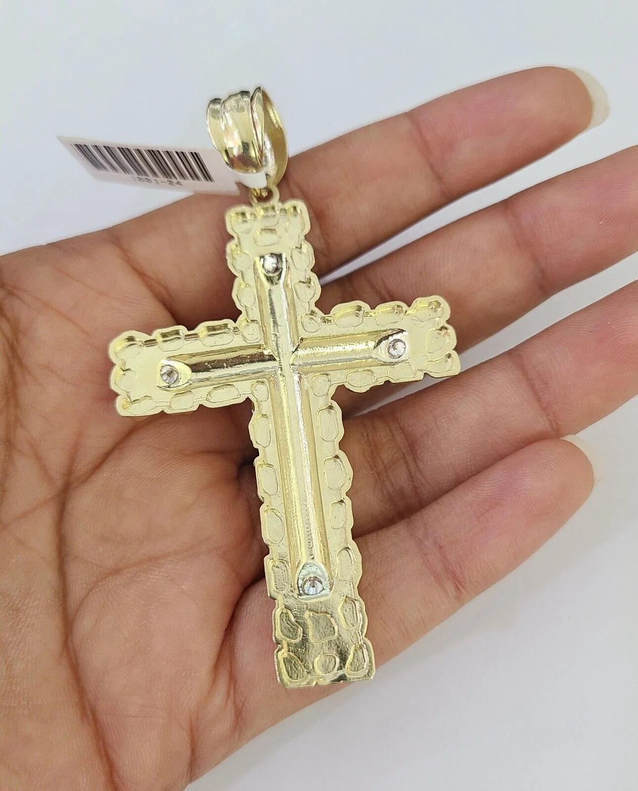 10k Gold Chain Cross Charm Solid Cuban Curb Necklace 9mm 20"-30" Diamond Cut SET - Image 7