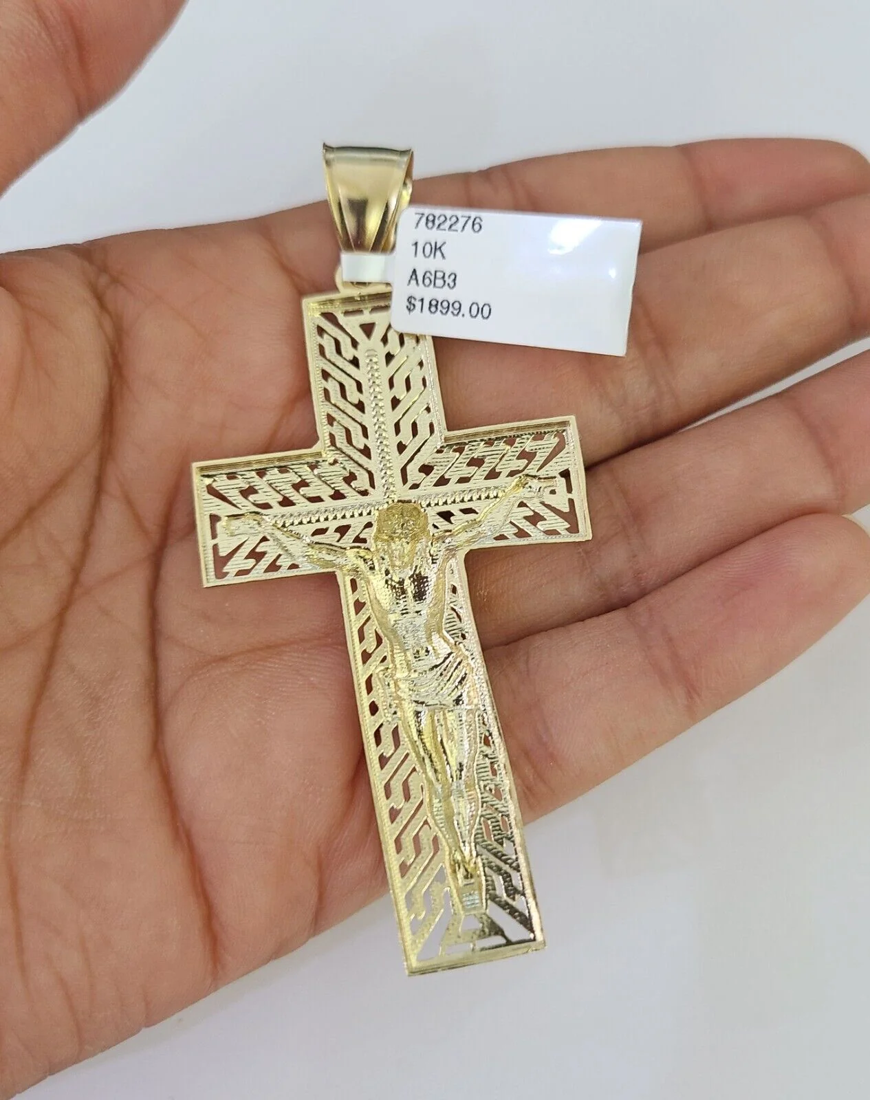 10k Gold Chain Cross Charm Solid Cuban Curb Necklace 9mm 20"-30" Diamond Cut SET - Image 7