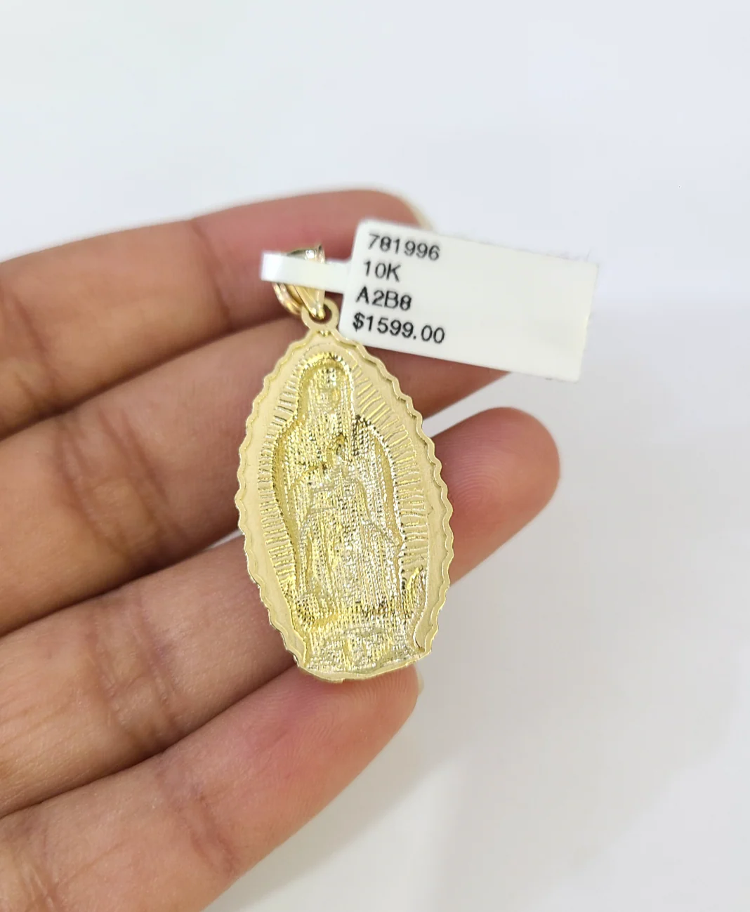 10k Gold Chain Cuban Curb 3mm Necklace Virgin Mary Charm Pendant Set 18"-28" - Image 6