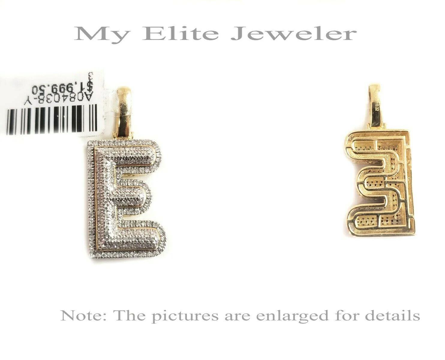 10k Gold Chain Diamond Initial E Charm Alphabet Solid 0.32 Ct Men & Ladies Real - Image 4