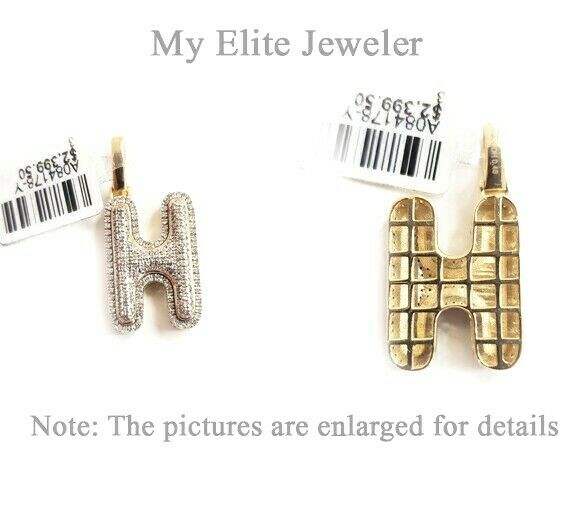 10K Gold Chain Initial H Charm Alphabet Pendant Solid 0.46 CT Diamond Men Ladies - Image 3
