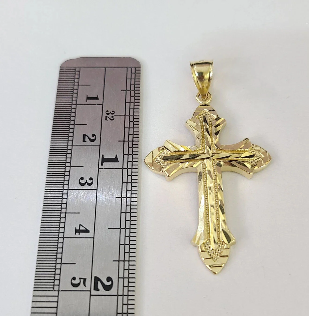 10k Gold Chain Jesus Cross Charm Pendant Cuban Curb Link 5mm 18"-28" Inch SET - Image 3