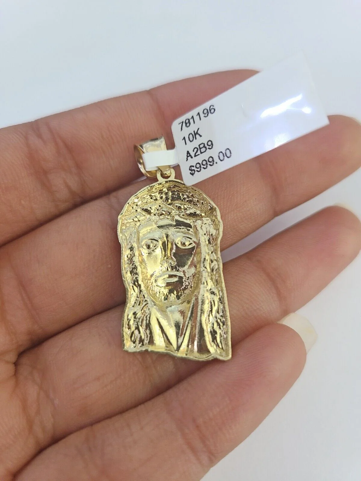 10k Gold Chain Jesus Head Charm Solid Cuban Curb Link 5mm 18"-28" Inch SET - Image 6