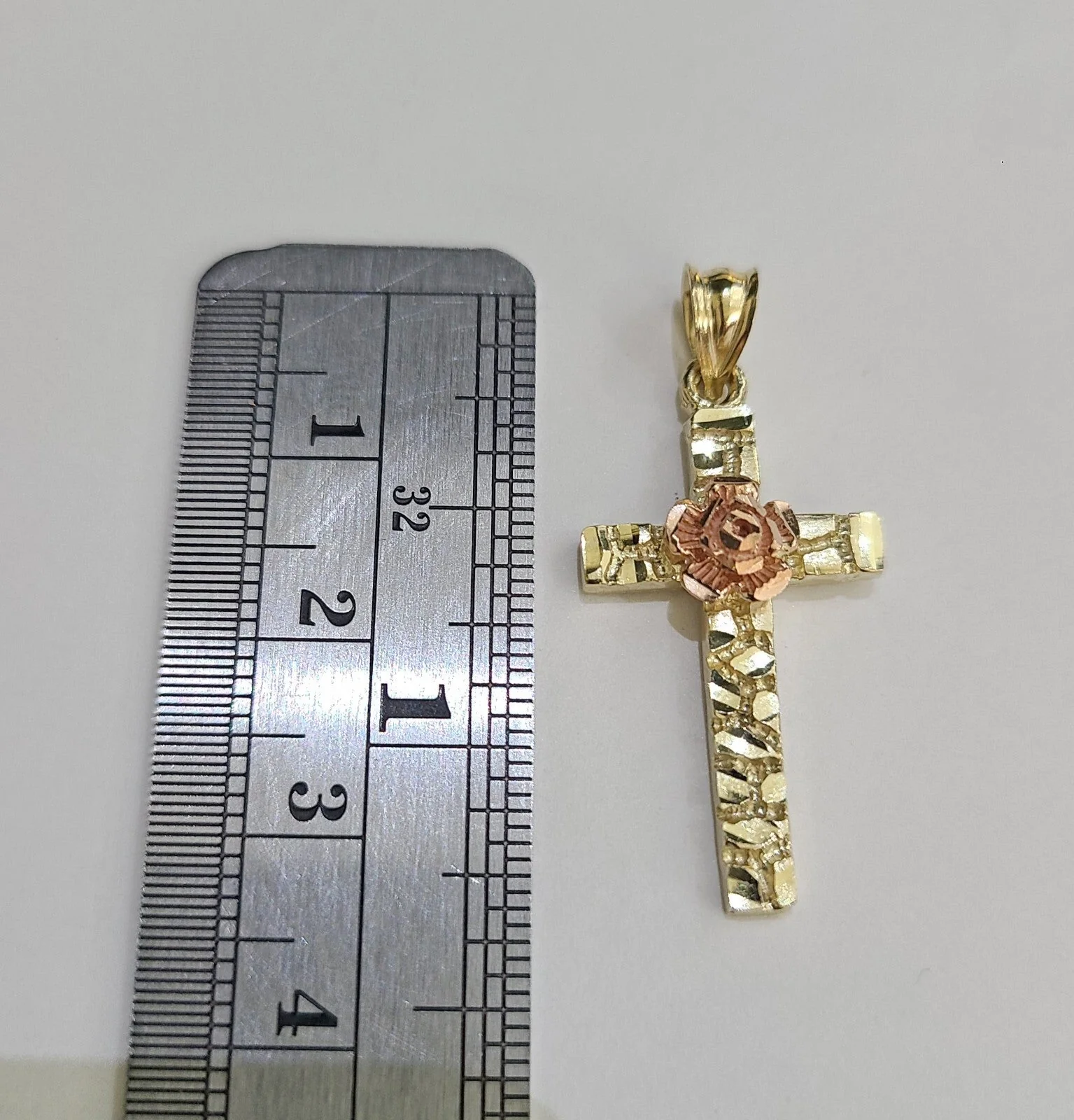 10k Gold Chain Jesus Rose Cross Pendant Set Miami Cuban Necklace 4mm 18"-28" - Image 5