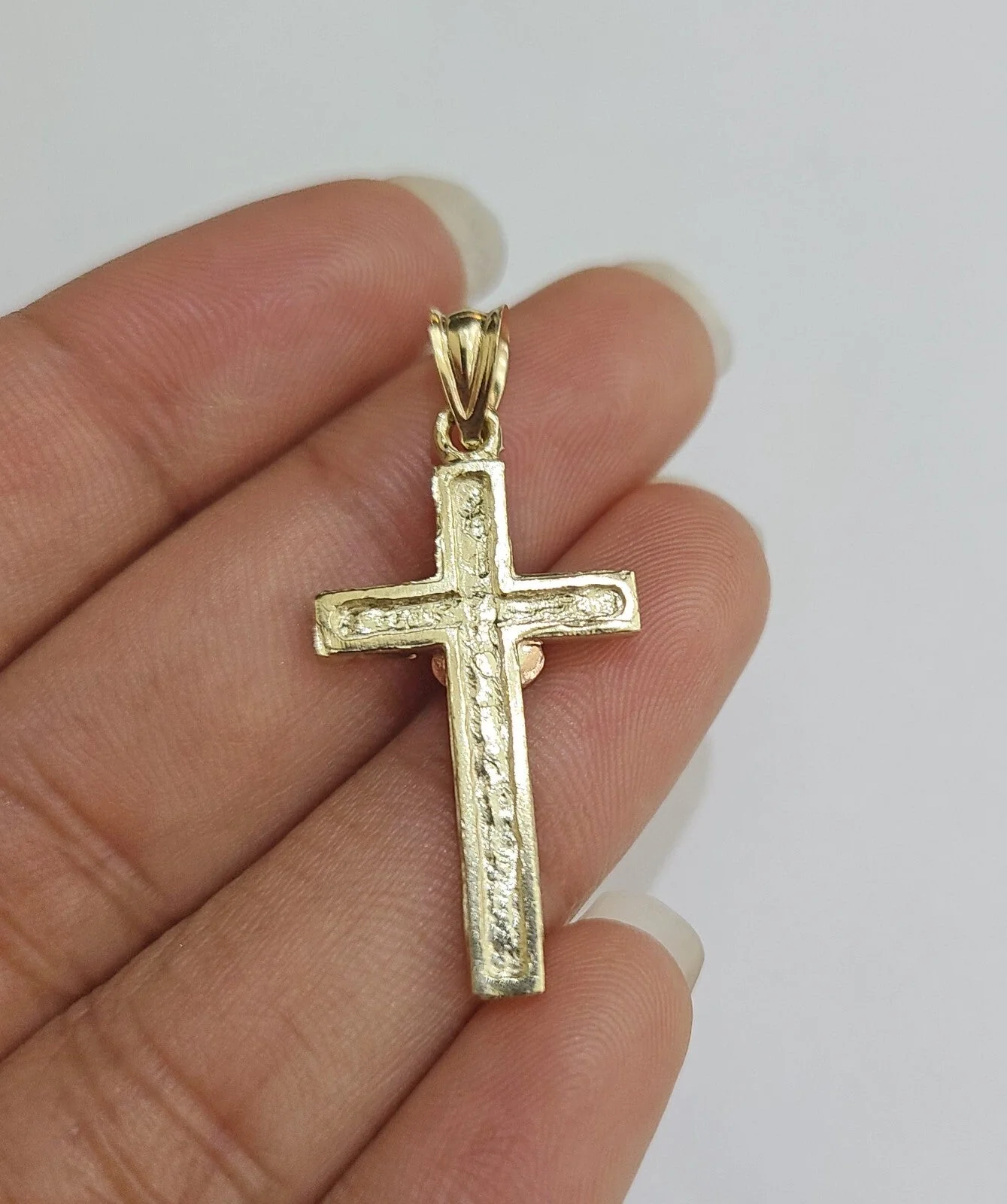 10k Gold Chain Jesus Rose Cross Pendant Set Miami Cuban Necklace 4mm 18"-28" - Image 6