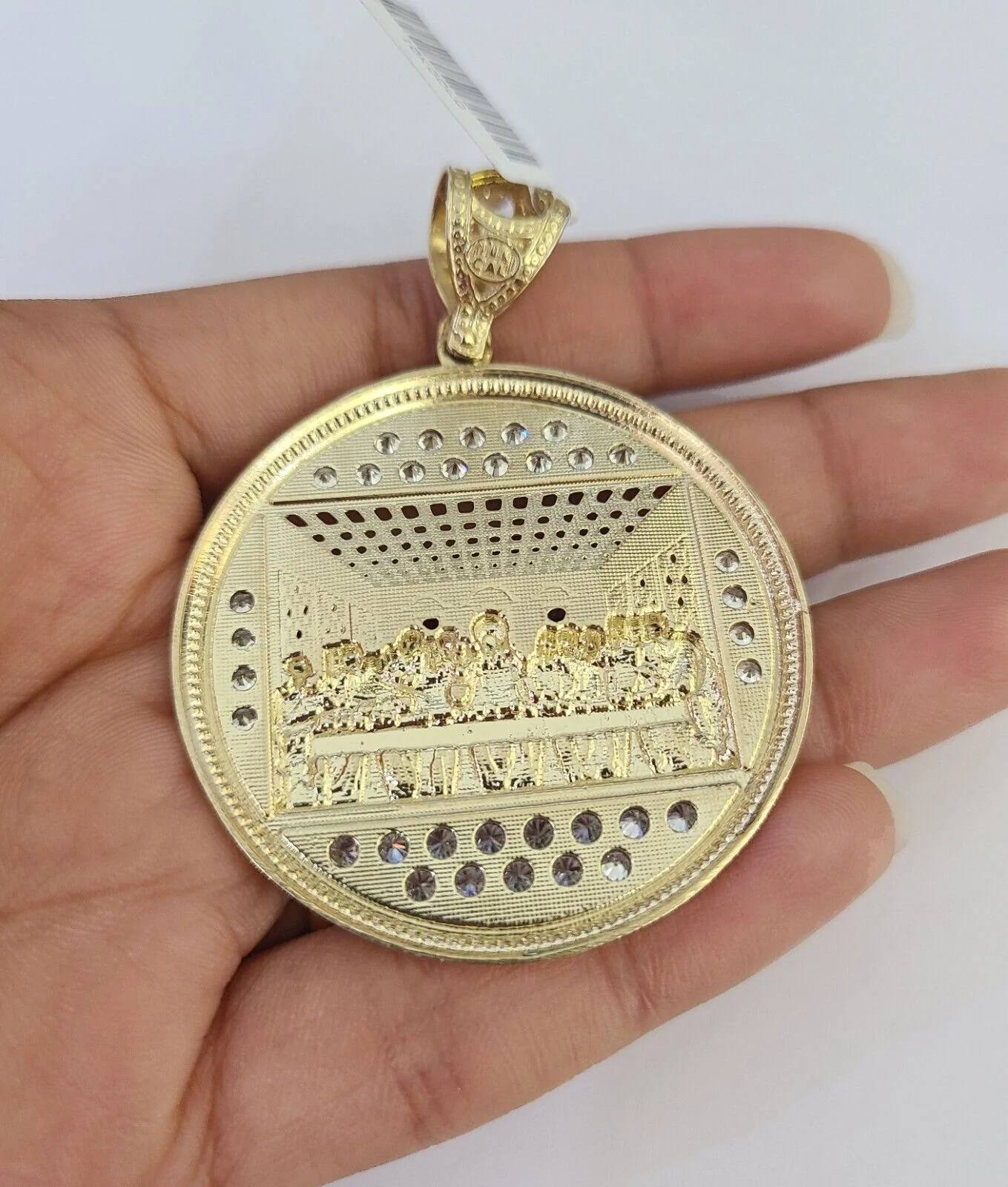 10k Gold Chain Last Supper Charm Solid Cuban Curb Necklace 9mm 20"-30" SET - Image 7