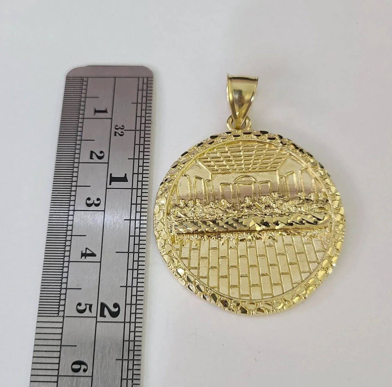 10k Gold Chain Last Supper Nugget Pendant Cuban Curb Link 5mm 18"-28" Inch SET - Image 6
